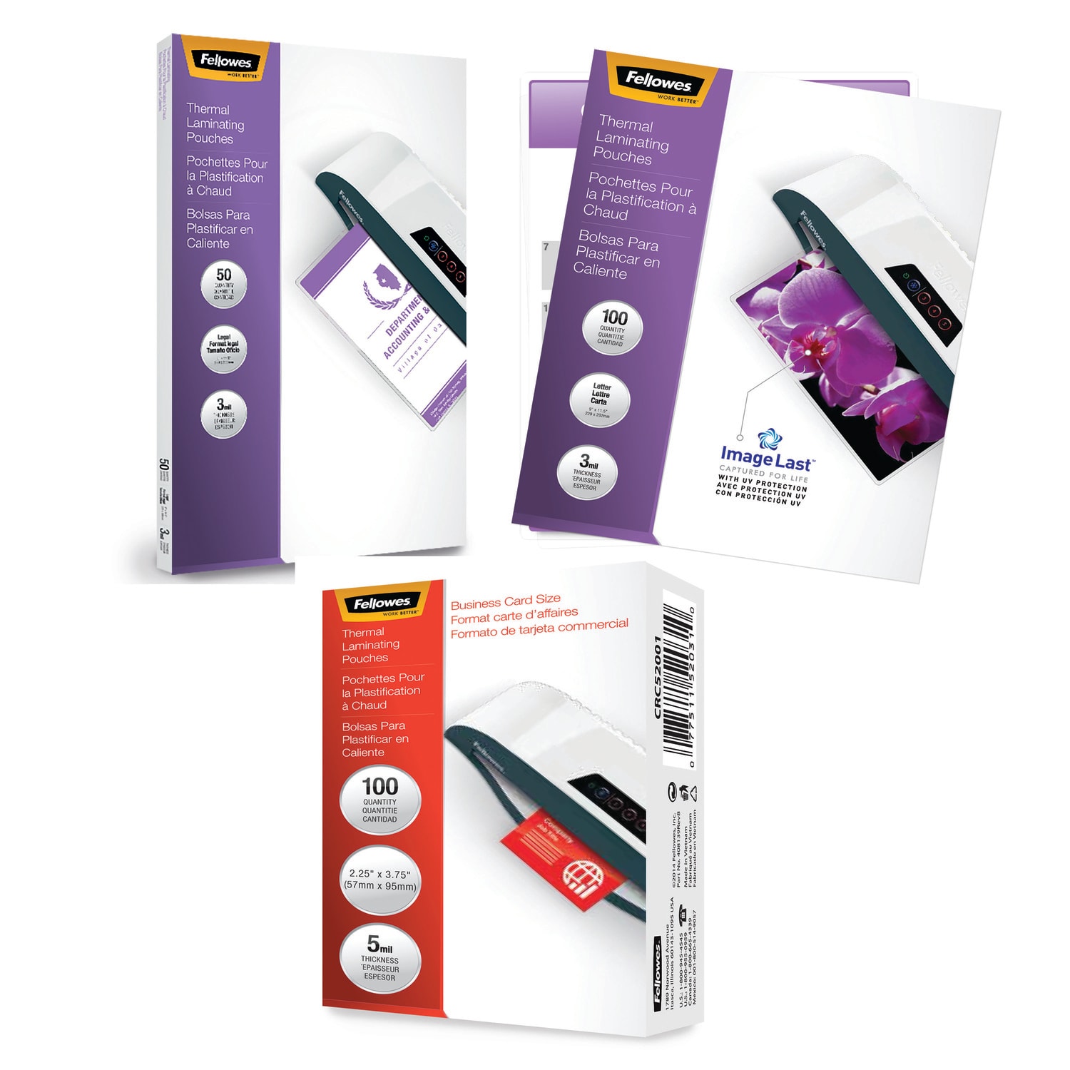 Fellowes ImageLast Laminating Pouches, Assorted Sizes, Pack of 250
