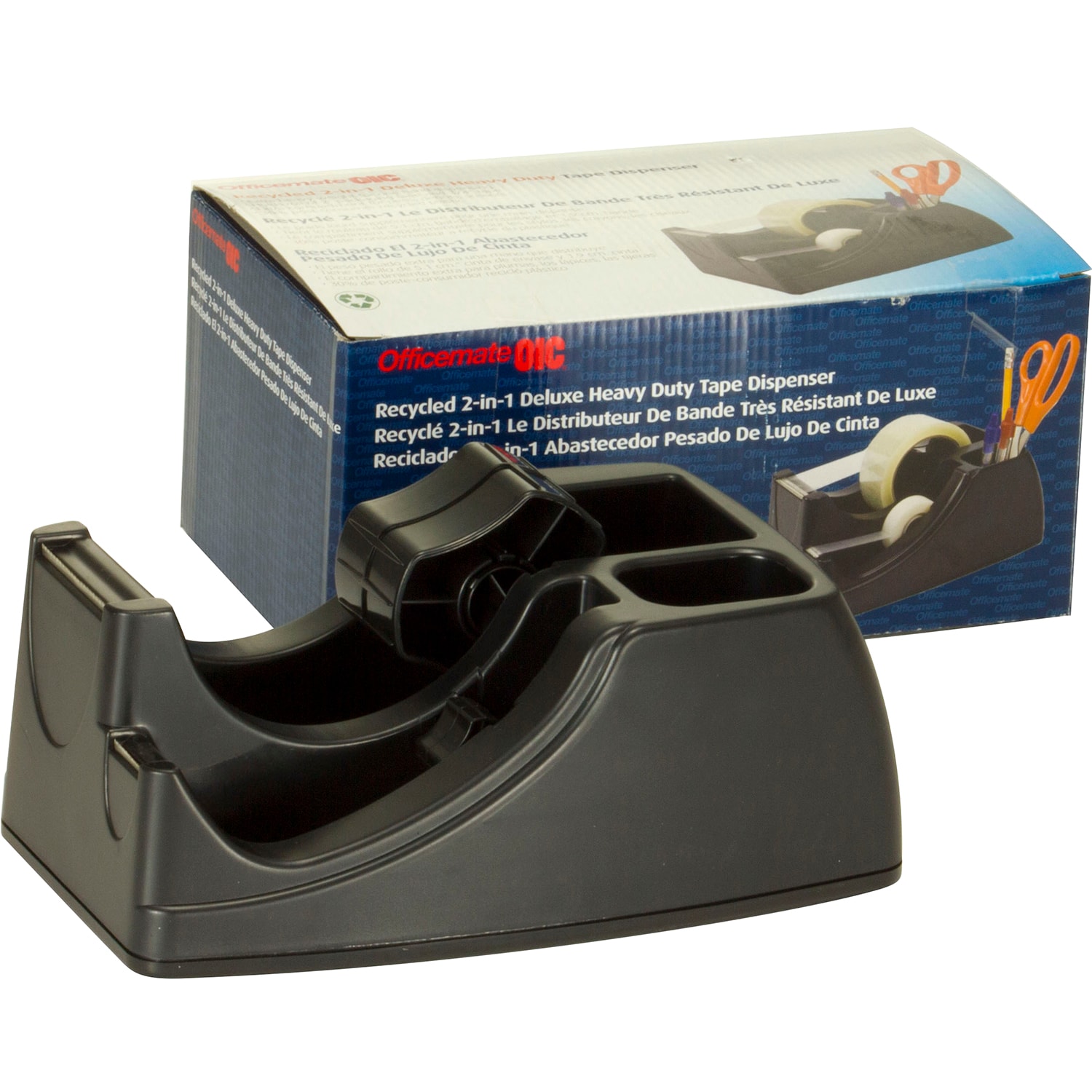 Officemate 2in1 Tape Dispenser, Black Grand & Toy