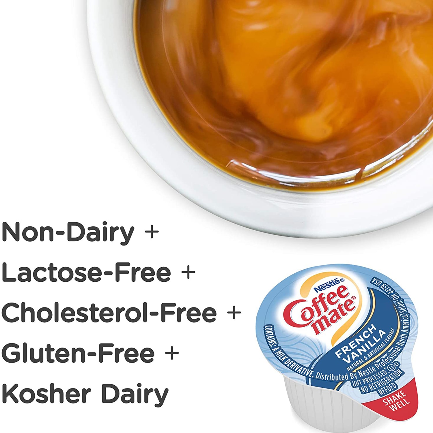 Nestlé CoffeeMate Liquid SingleServe Coffee Whitener, French Vanilla, 11 mL, 180/CT Grand & Toy