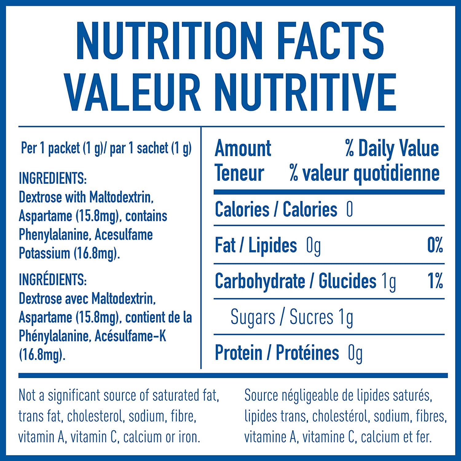 Equal Original Zero Calorie Sweetener, 1g, 100/BX Grand & Toy