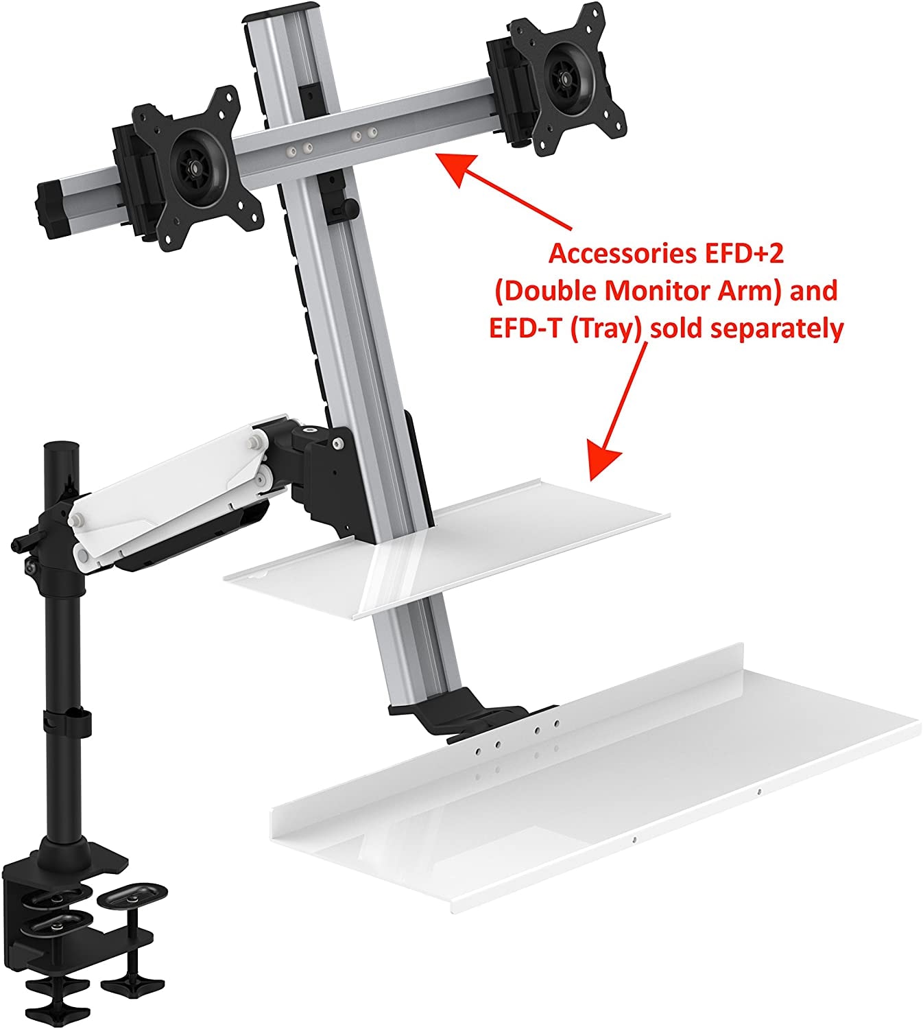 Rocelco Ergonomic Floating Desk Mount Workstation, Silver/Black Grand