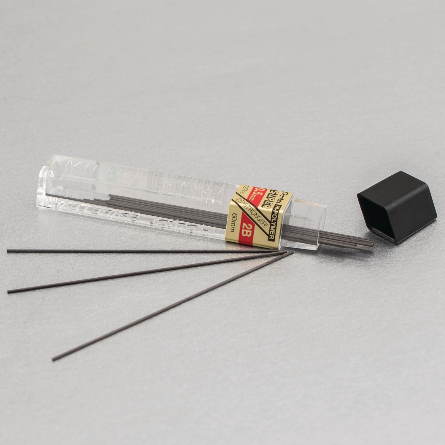 Pentel HiPolymer Super Lead Refills for Mechanical Pencils, 2B, 0.5 mm, Pack of 12 Leads