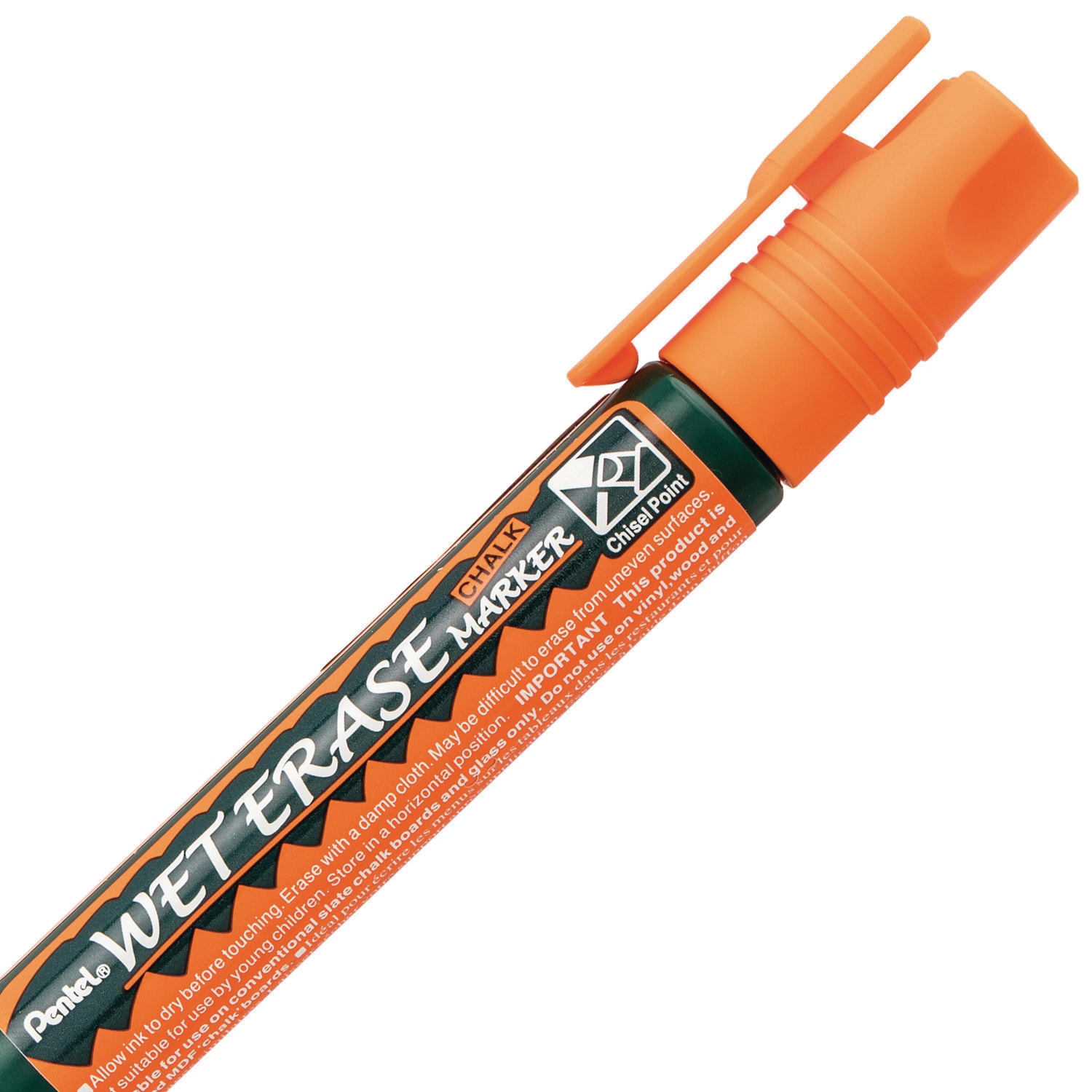 Pentel Arts Wet Erase Chalk Marker, Orange, Chisel Grand & Toy