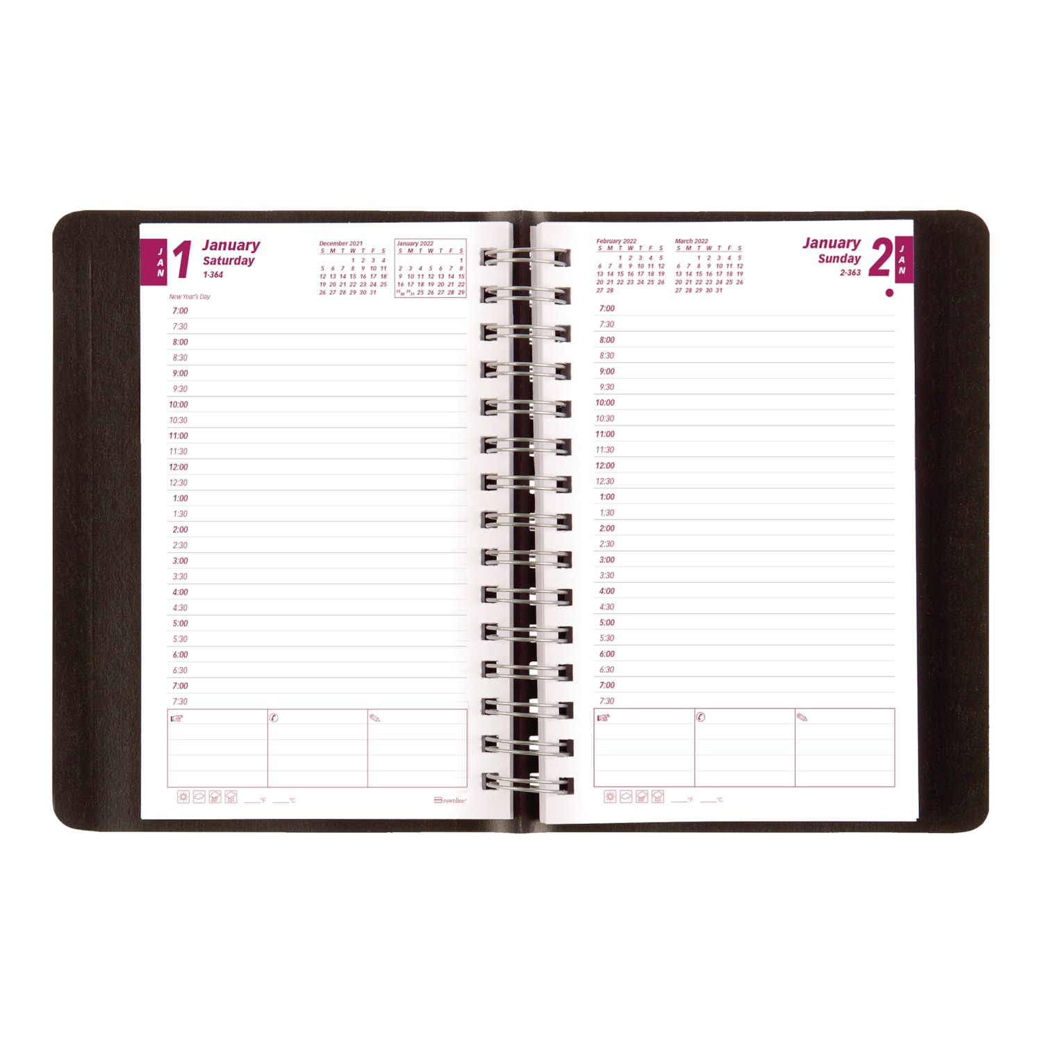 Brownline daily planner black 8 x 5 january december english