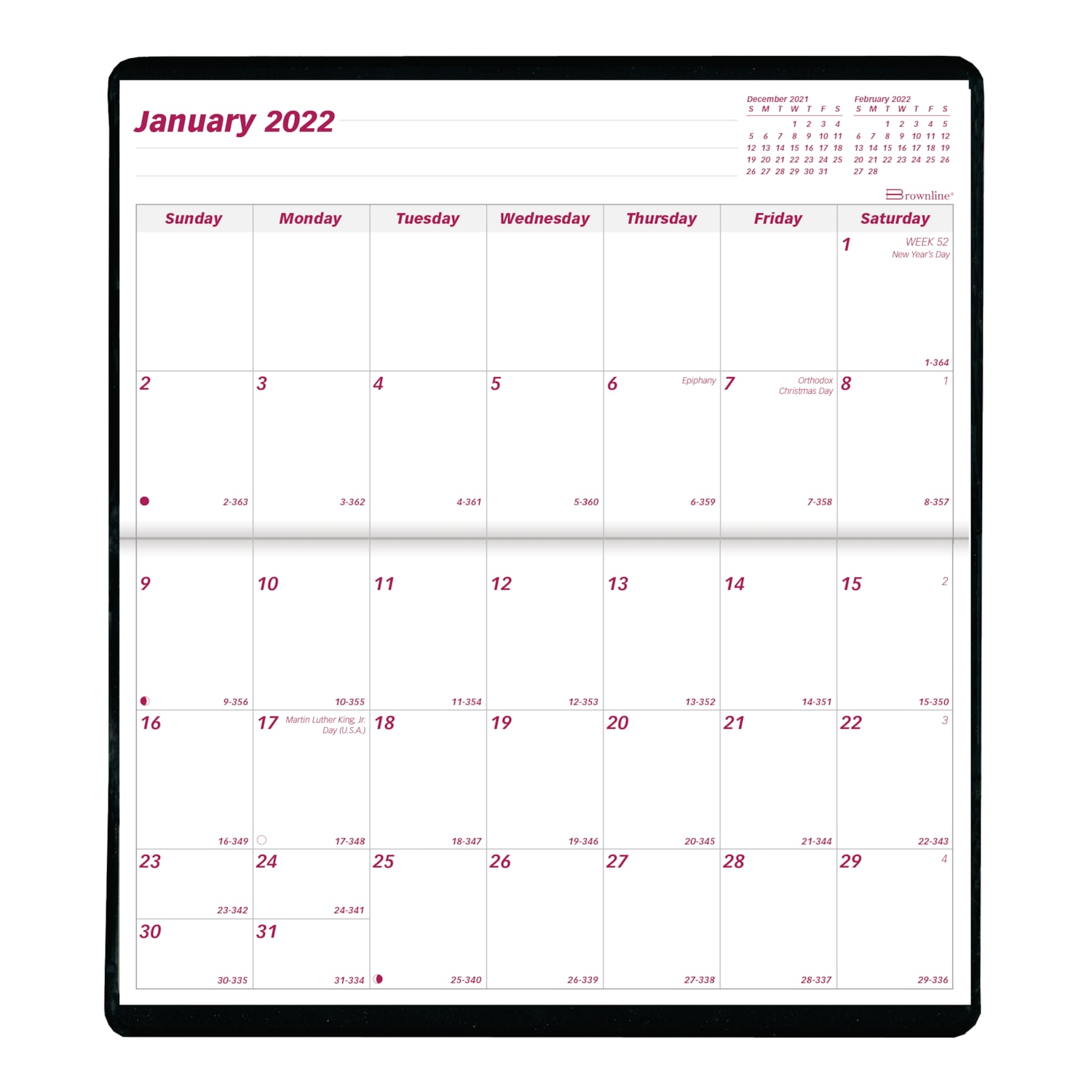 Brownline 2Year Monthly Pocket Planner, Assorted Colours, 6 1/2" x 3 1/2", January December