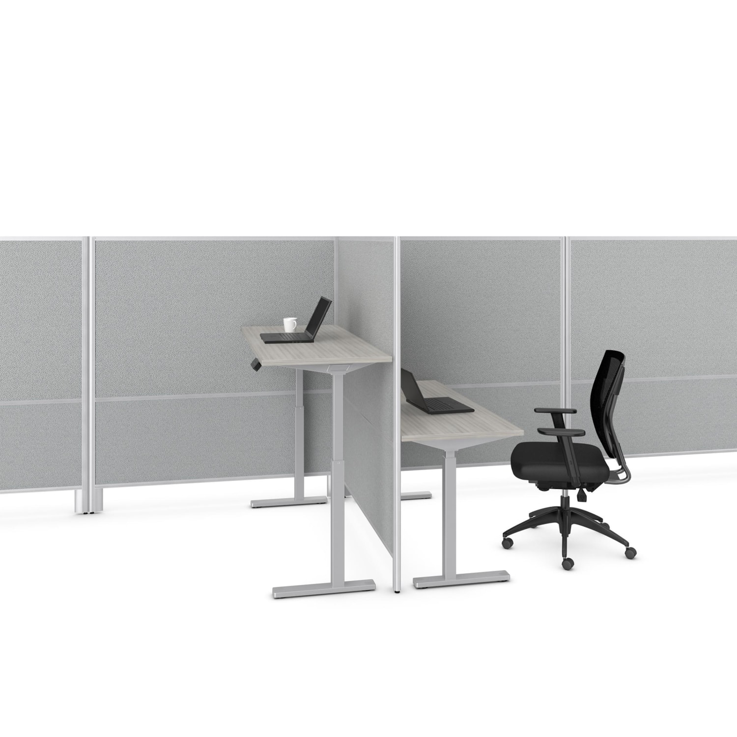 Offices to Go Ionic Fabric Top and Bottom Panel, Lola Black, 60" x 66
