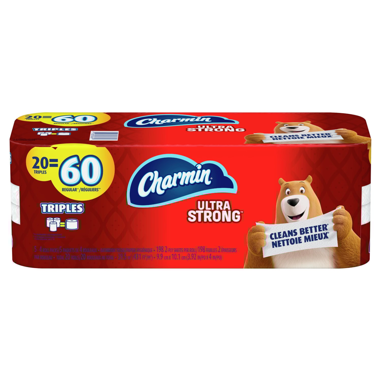 Charmin 2Ply Ultra Strong Bathroom Tissue, White, Roll of 198 Sheets