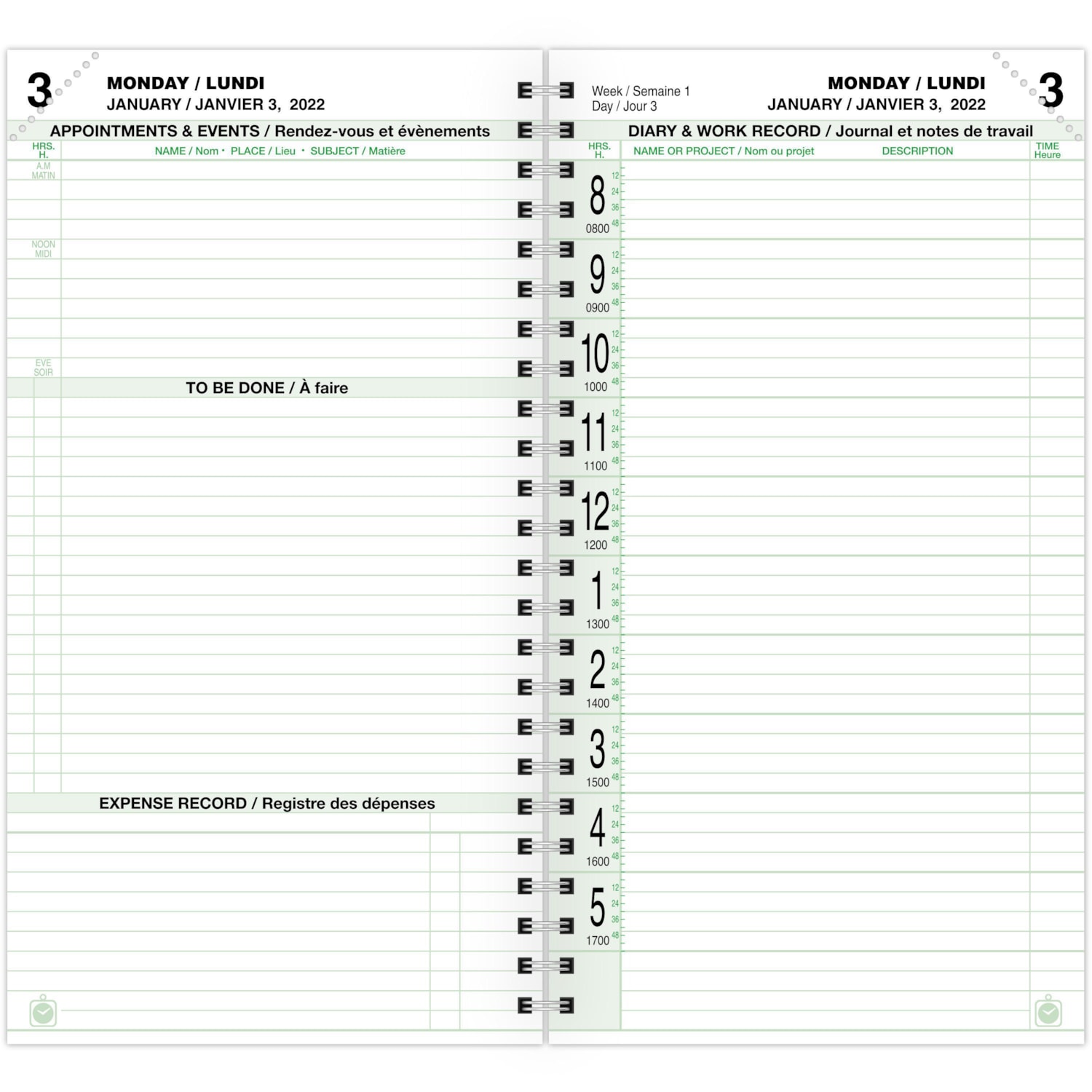 Day Timer Daily 2 Pages Per Day Planner Refill 3 1 2 X 6 1 2