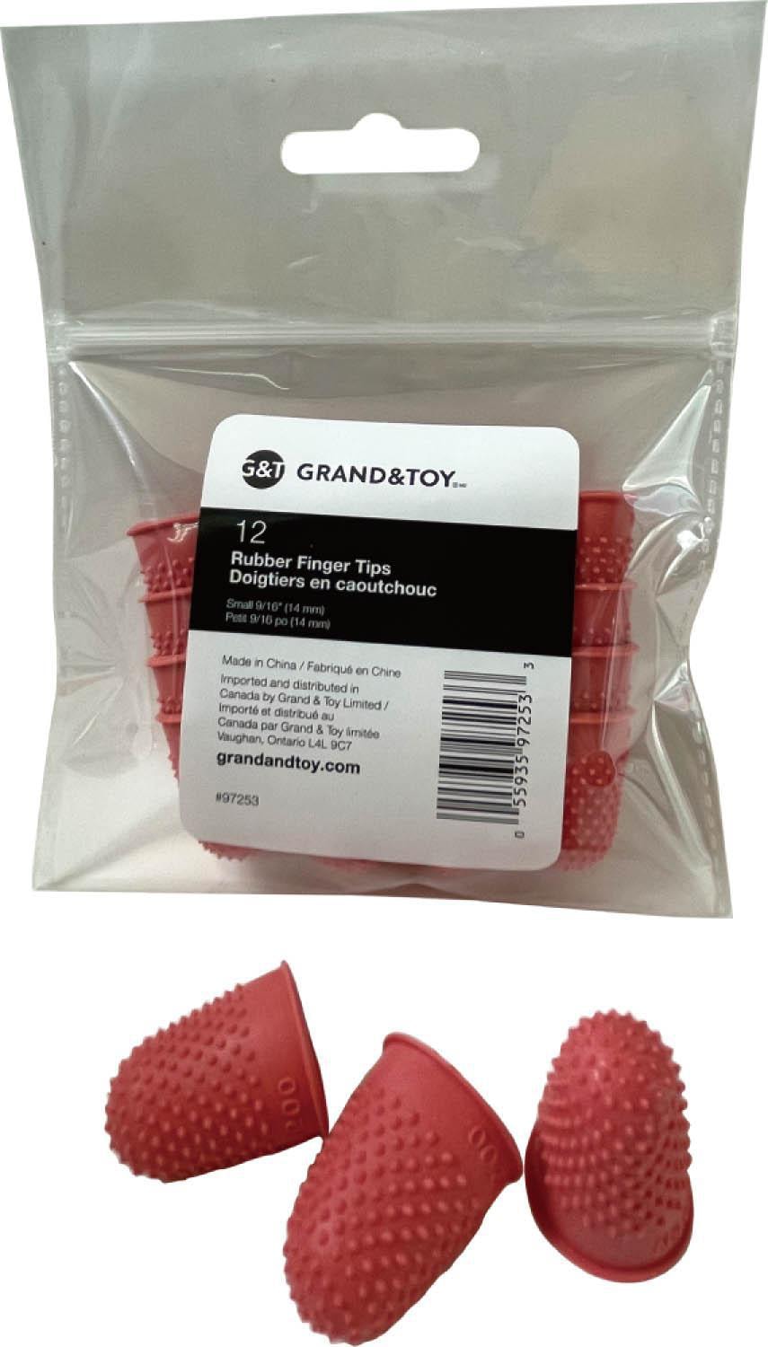 Grand & Toy Rubber Finger Pads, Pink, Small, 9/16", Pack of 12 Grand