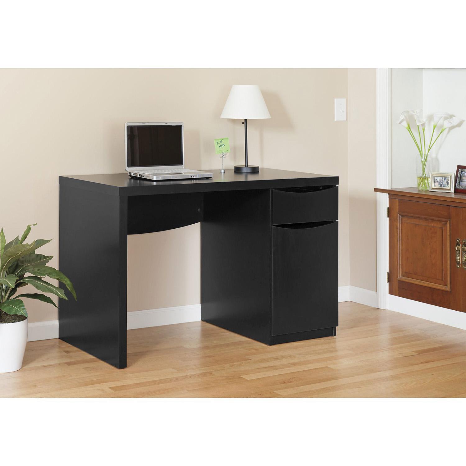 Bush Montrese Compact 47" Computer Desk, Classic Black Grand & Toy