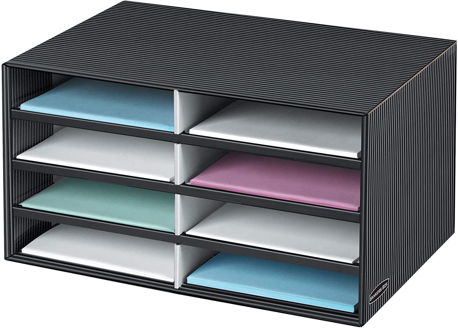 Bankers Box Literature Sorter, Black/Grey Pinstripe