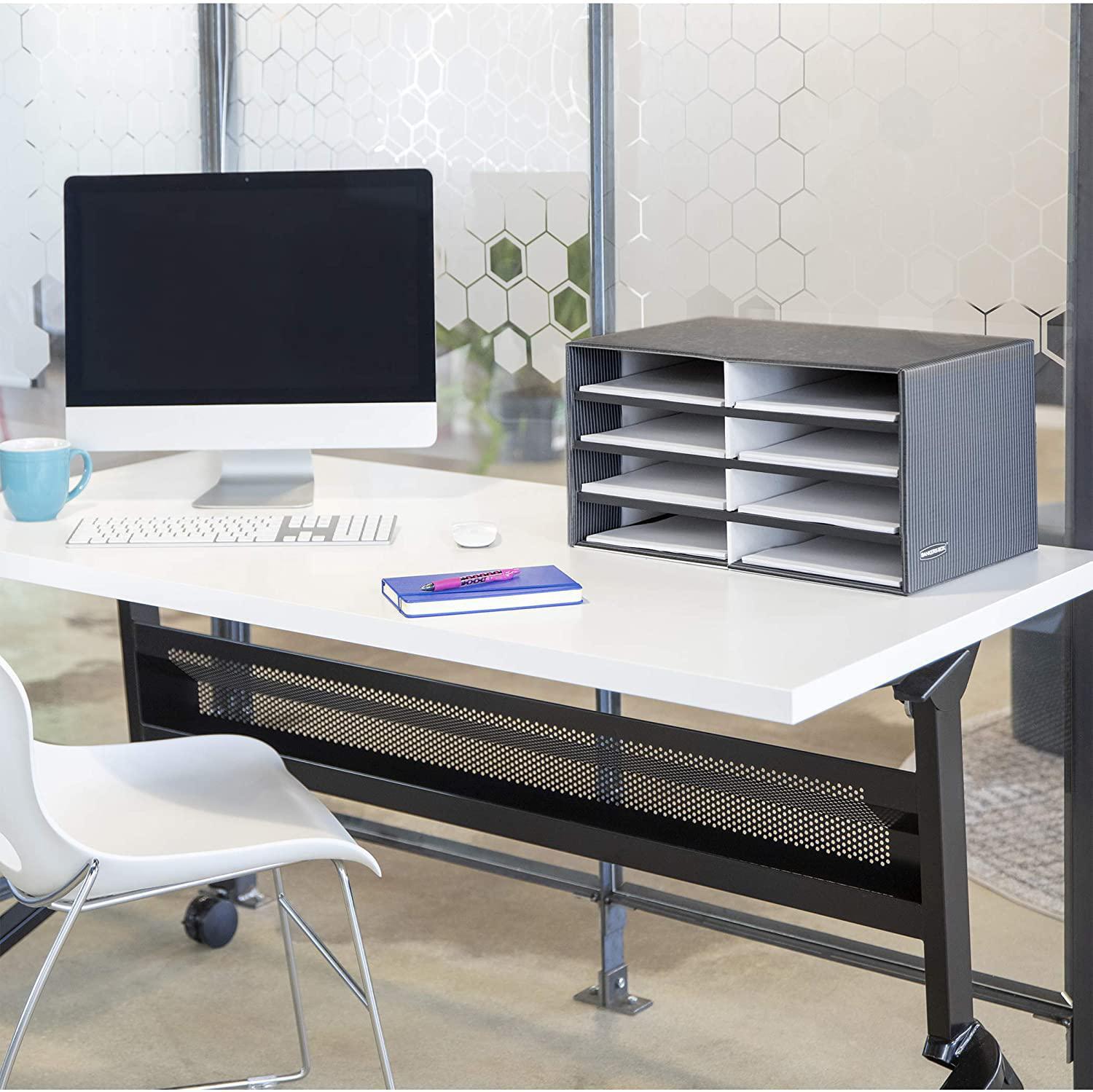 Bankers Box Literature Sorter, Black/Grey Pinstripe