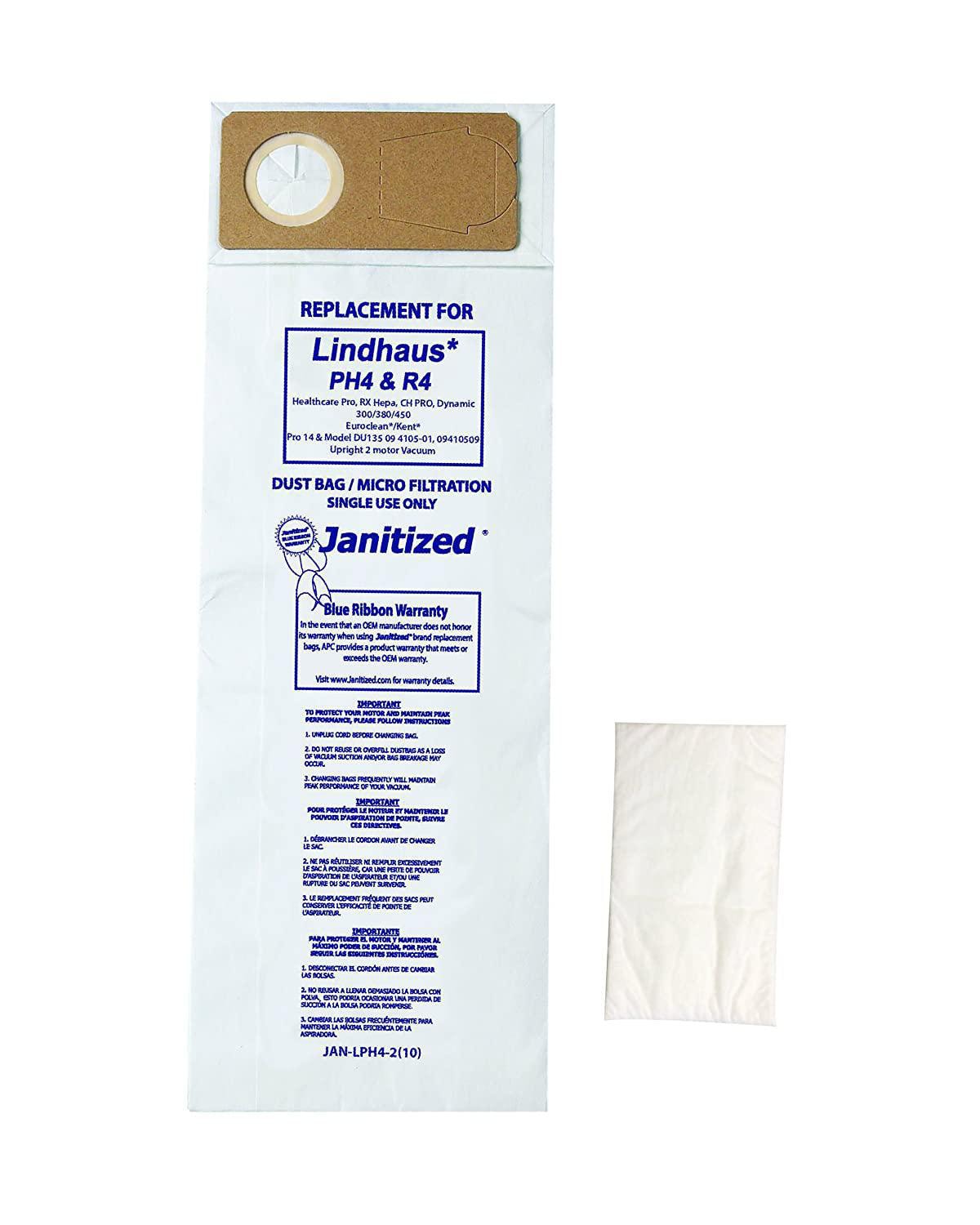 Janitized JAN-LPH4-2 (10) Paper Premium Replacement Vacuum Bag For