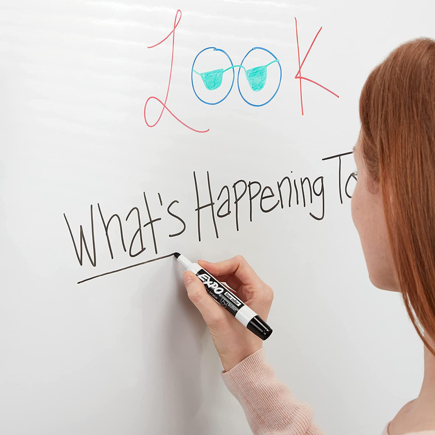 Expo LowOdour DryErase Markers, Black, Bullet Tip, Pack of 12 Grand