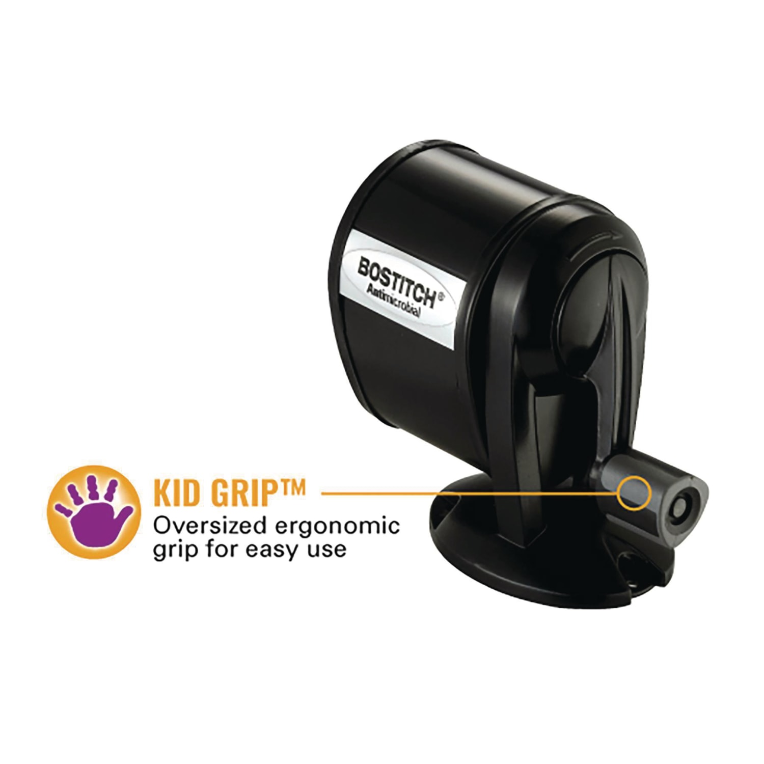 Bostitch Antimicrobial Manual Pencil Sharpener, Black Grand & Toy