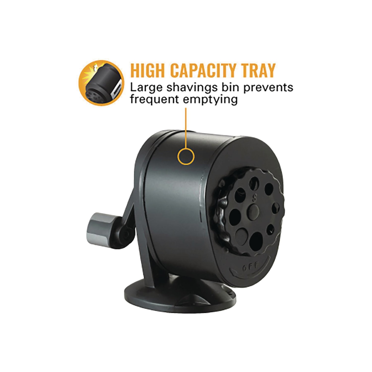 Bostitch Antimicrobial Manual Pencil Sharpener, Black Grand & Toy