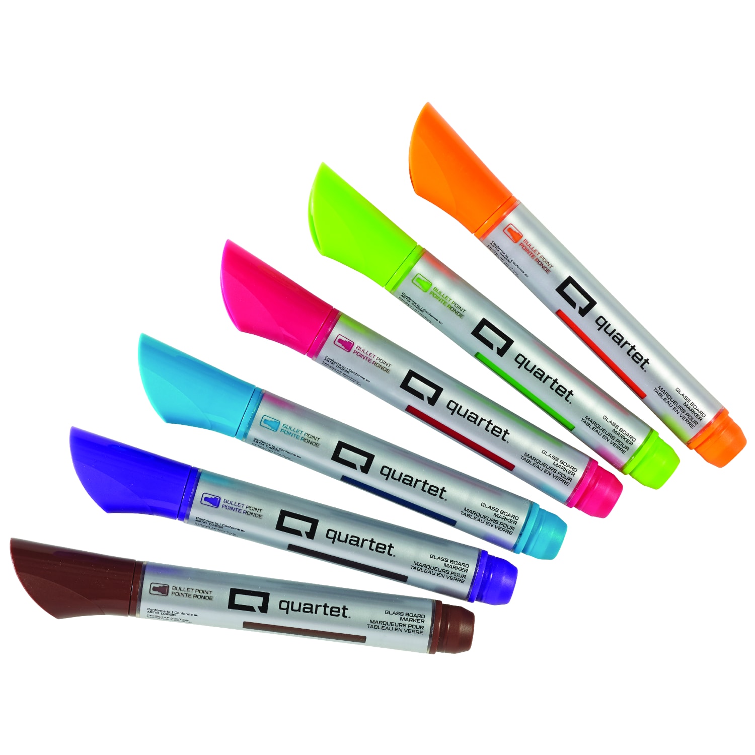 Quartet® Premium Glass DryErase Markers, Assorted Colours, Pack of 6