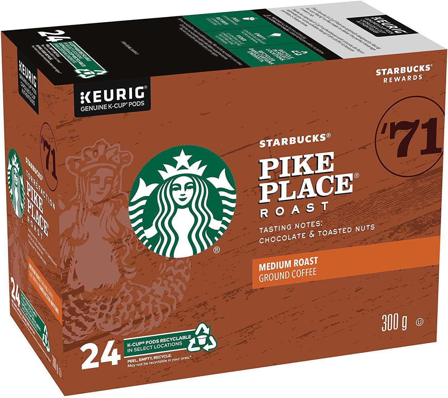 Starbucks SingleServe Coffee KCup Pods, Pike Place Roast, Box of 24