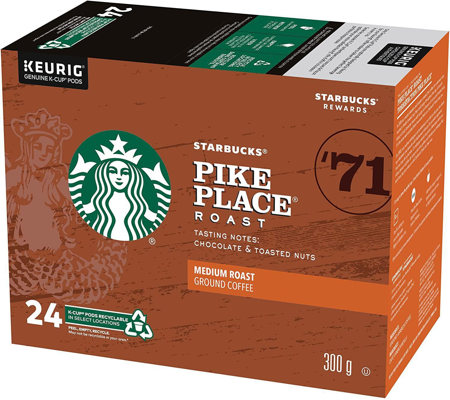 Starbucks SingleServe Coffee KCup Pods, Pike Place Roast, Box of 24