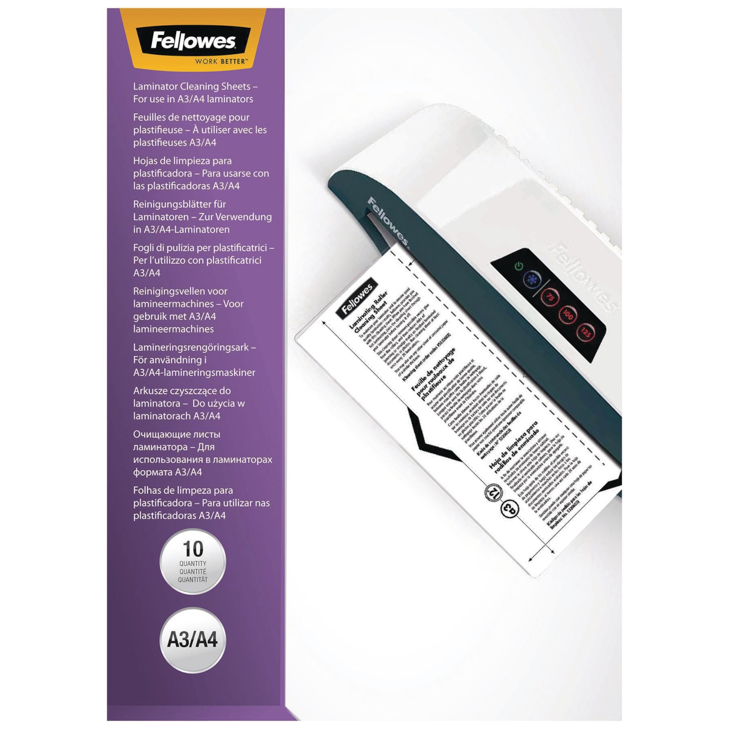 Fellowes Laminator Cleaning Sheets, Pack of 10 Grand & Toy