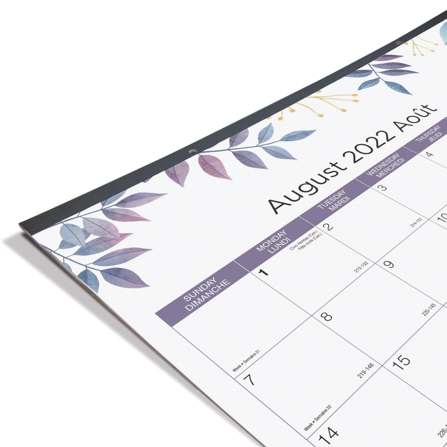 Blueline Academic Desk Pad Calendar, Foliage Design, 22" x 17", August