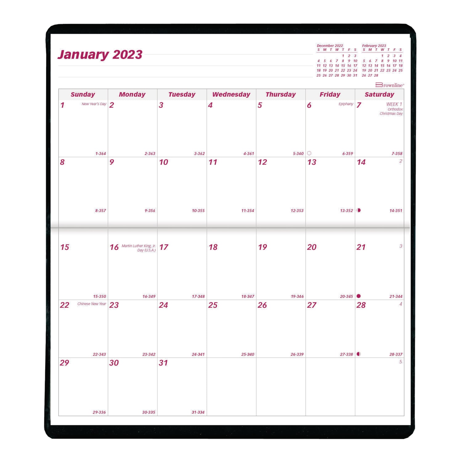 Brownline 2Year Monthly Pocket Planner, Assorted Colours, 61/2" x 31/2", JanuaryDecember