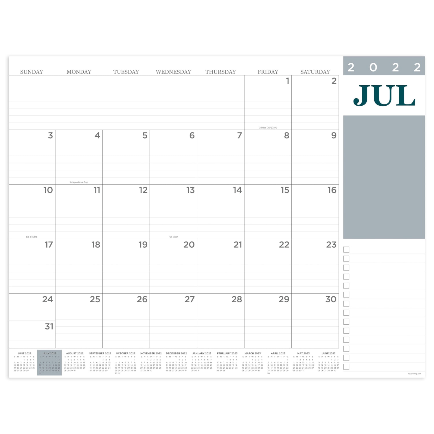 TF Publishing Large 12 Month Academic Desk Pad Calendar Professional 