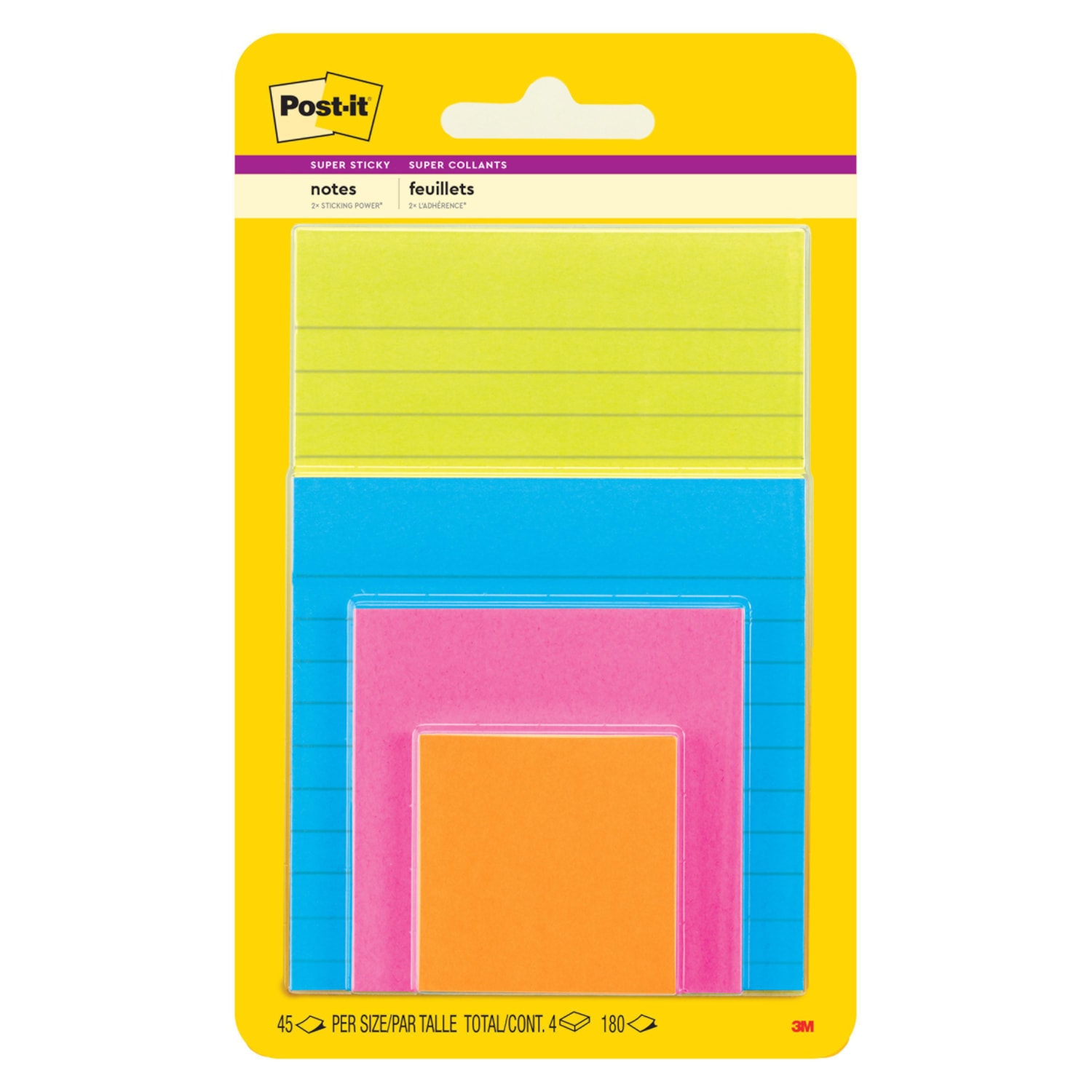 Postit® Super Sticky Notes, Energy Boost Collection, Assorted Sizes