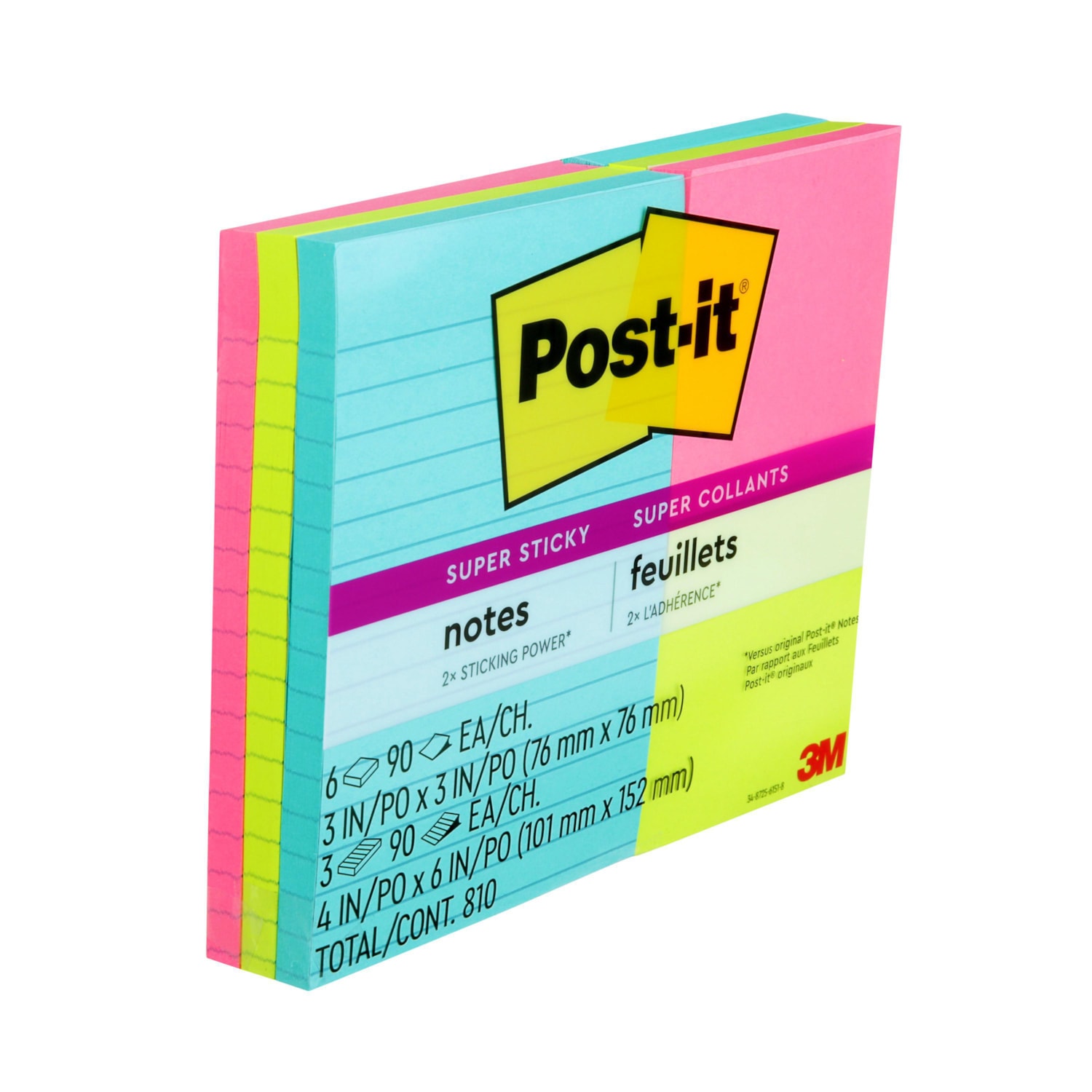 Postit® Super Sticky Notes in Supernova Neons Collection, Assorted