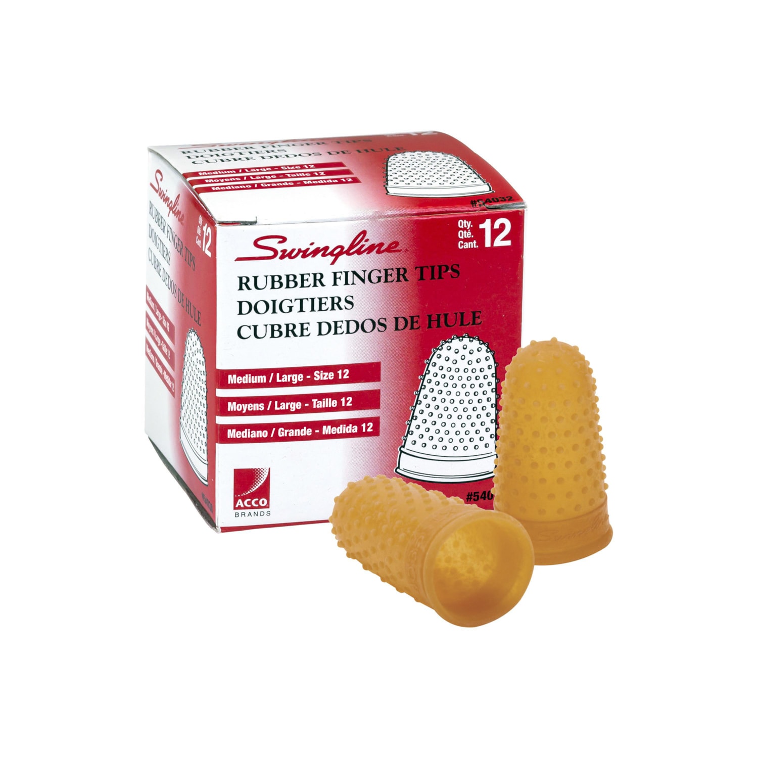 Swingline Rubber Finger Tips, Medium, Box of 12 Grand & Toy