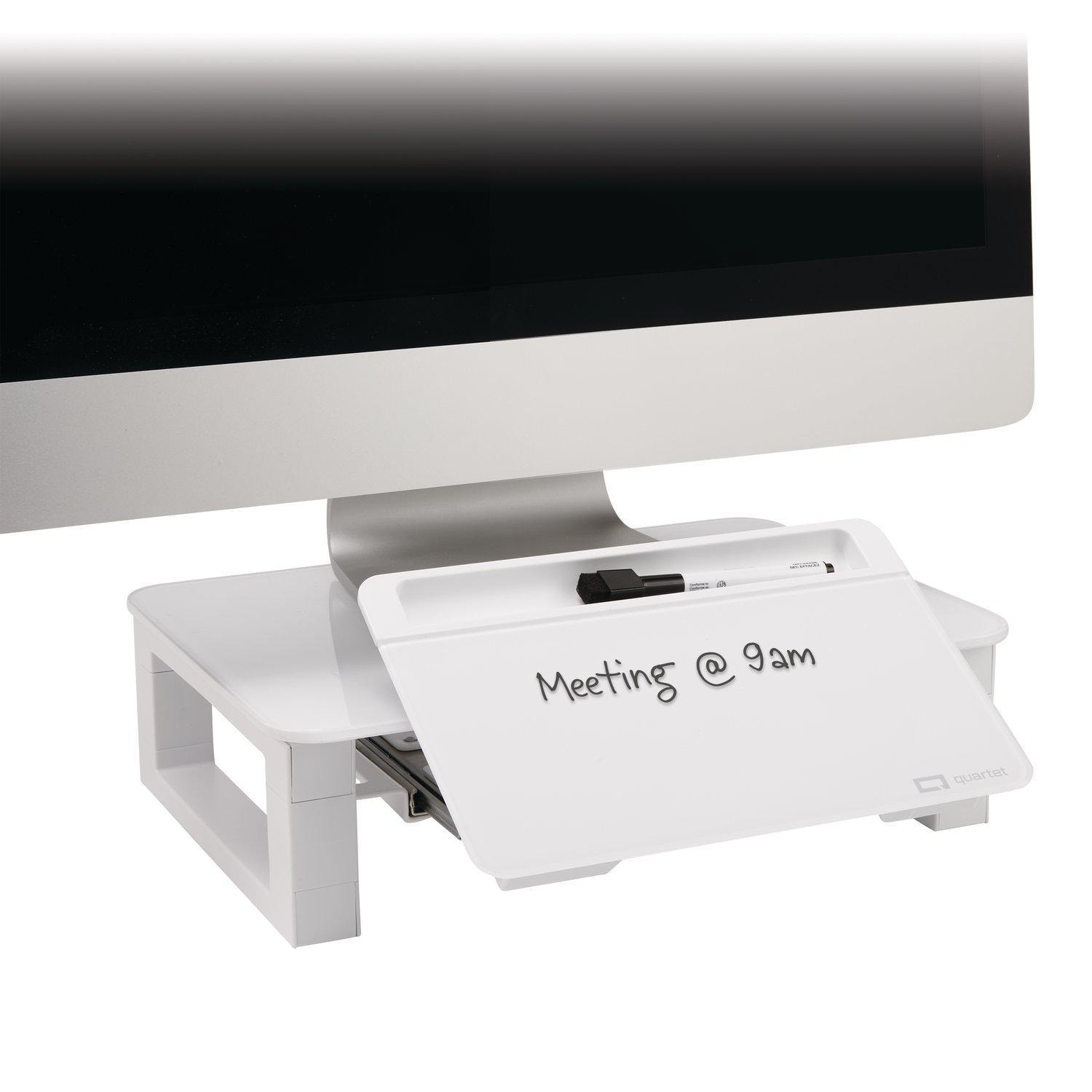 Quartet® Desktop Glass Monitor Riser with Glass DryErase Board