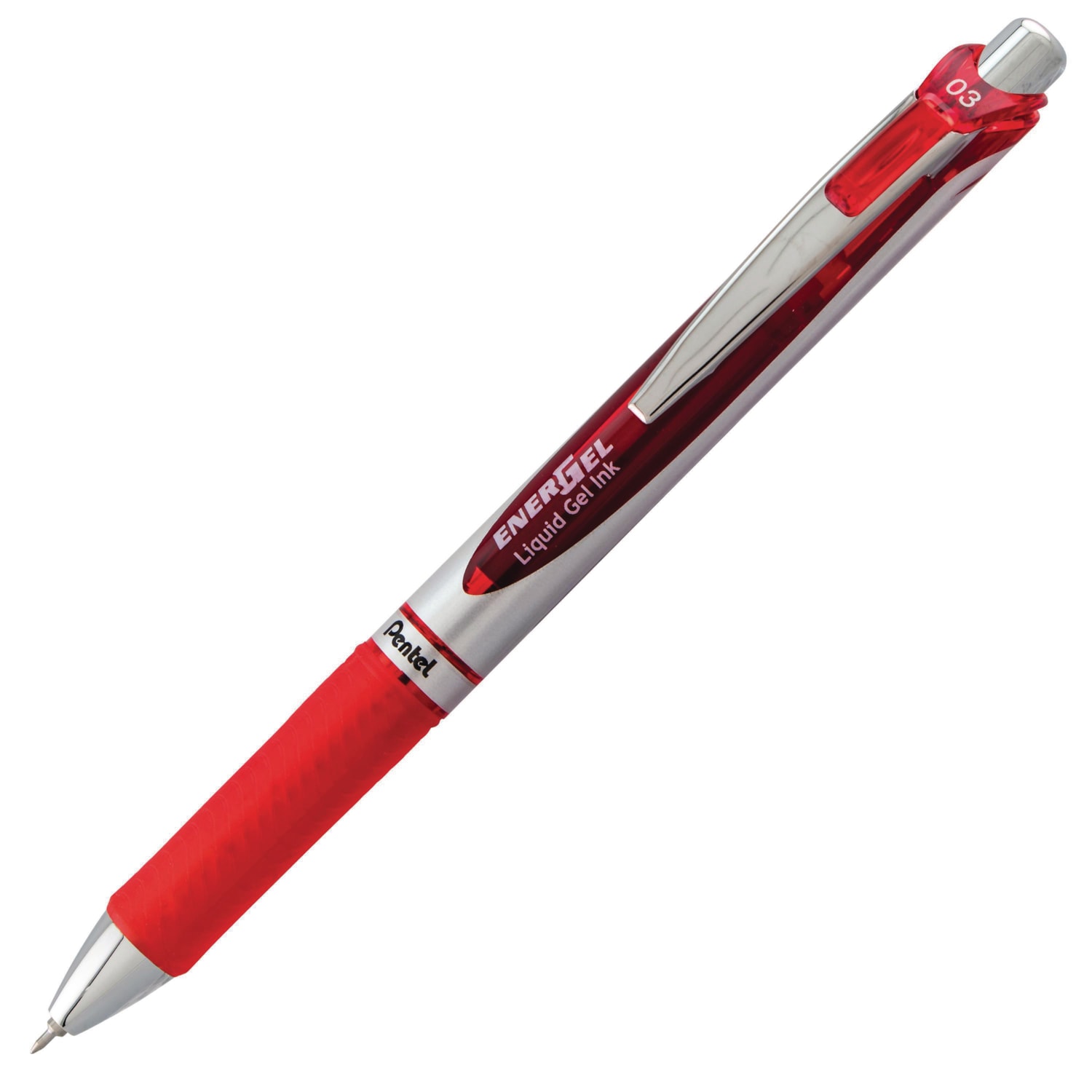 Pentel EnerGel Retractable Liquid Gel Rollerball Pens, Red, UltraFine