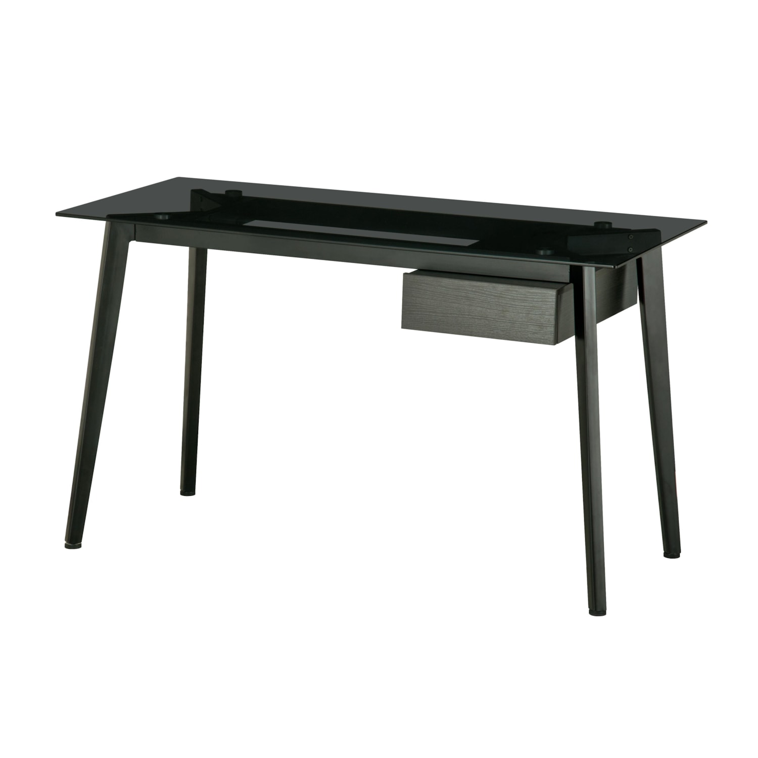 HDL Glass Top 511/4" Computer Desk with Drawer, Black Grand & Toy