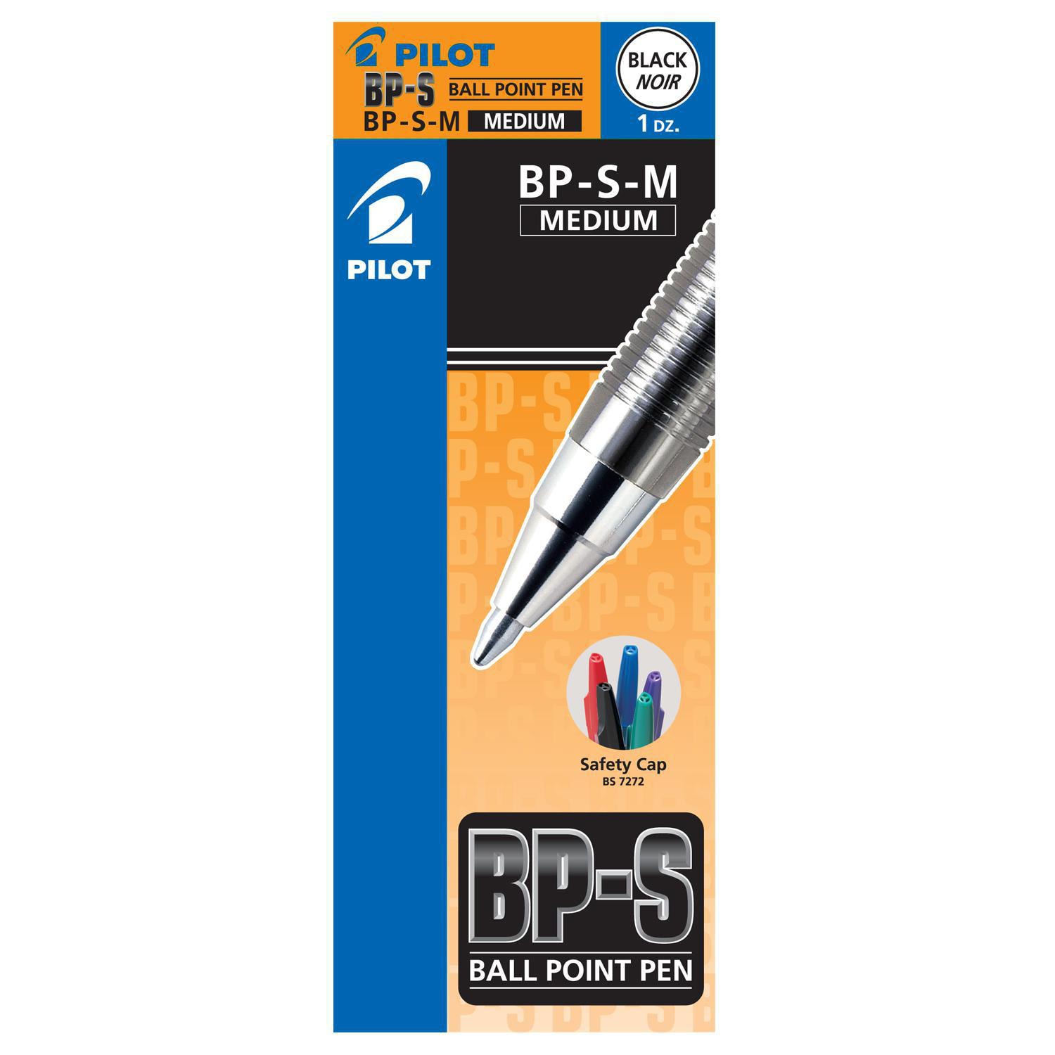 Pilot BPS Ballpoint Stick Pens, Black, Medium, Box of 12 Grand & Toy