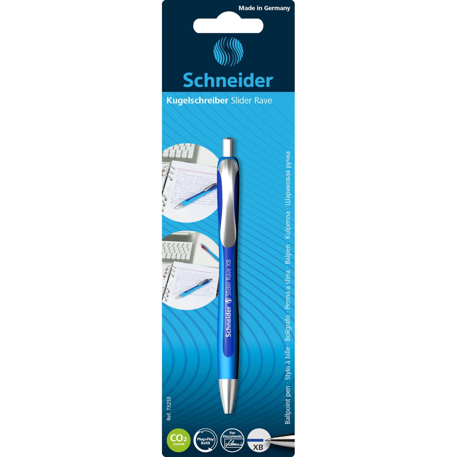 Schneider Slider Rave XB (Extra Broad) Retractable Ballpoint Pen, Blue