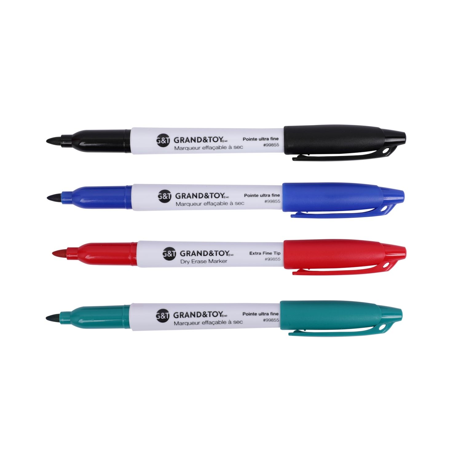 Grand & Toy LowOdour DryErase Markers, Assorted Colours, Extra Fine