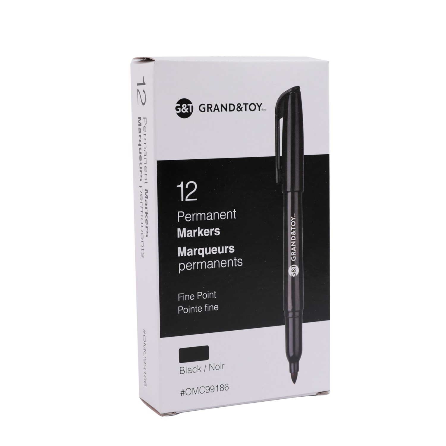 Grand & Toy Permanent Markers, Black, Fine Tip, 12/BX Grand & Toy