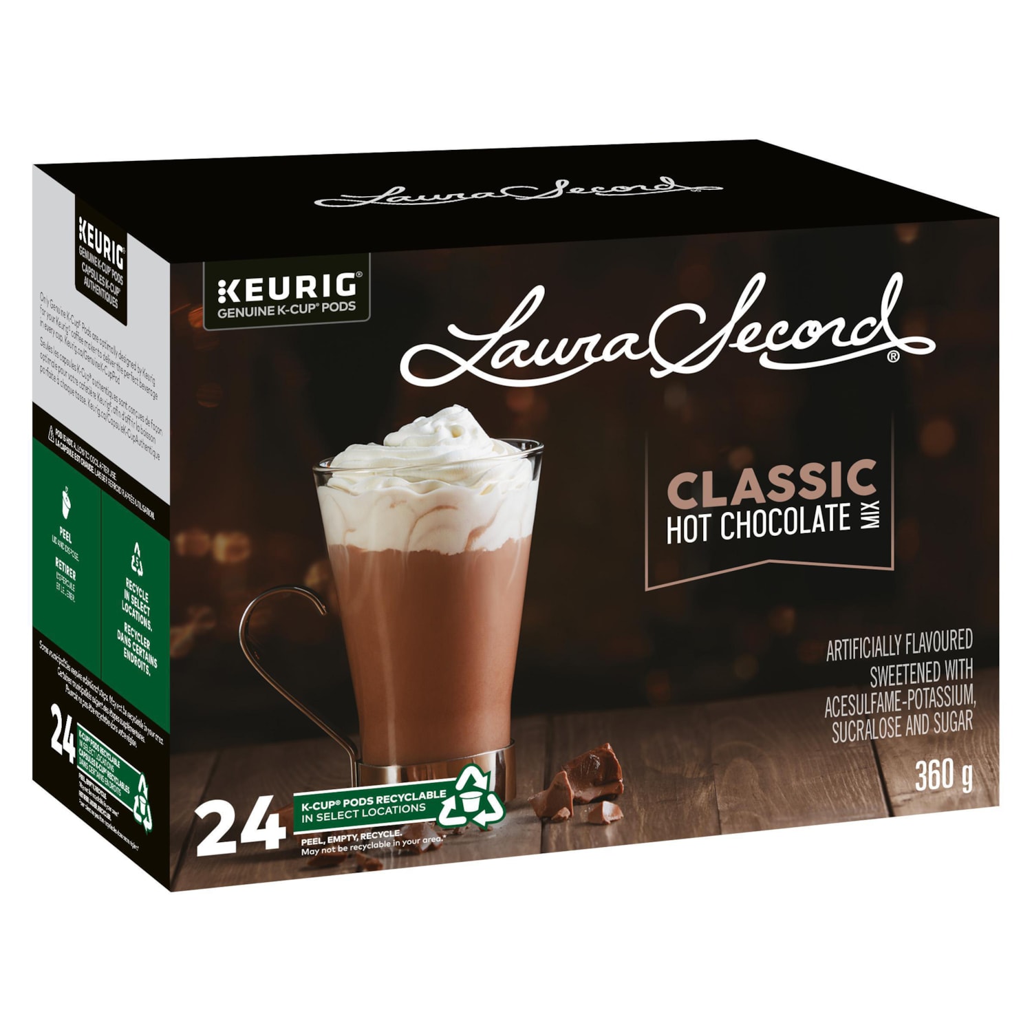 Laura Secord Hot Chocolate Mix SingleServe KCup Pods, Classic, Box of