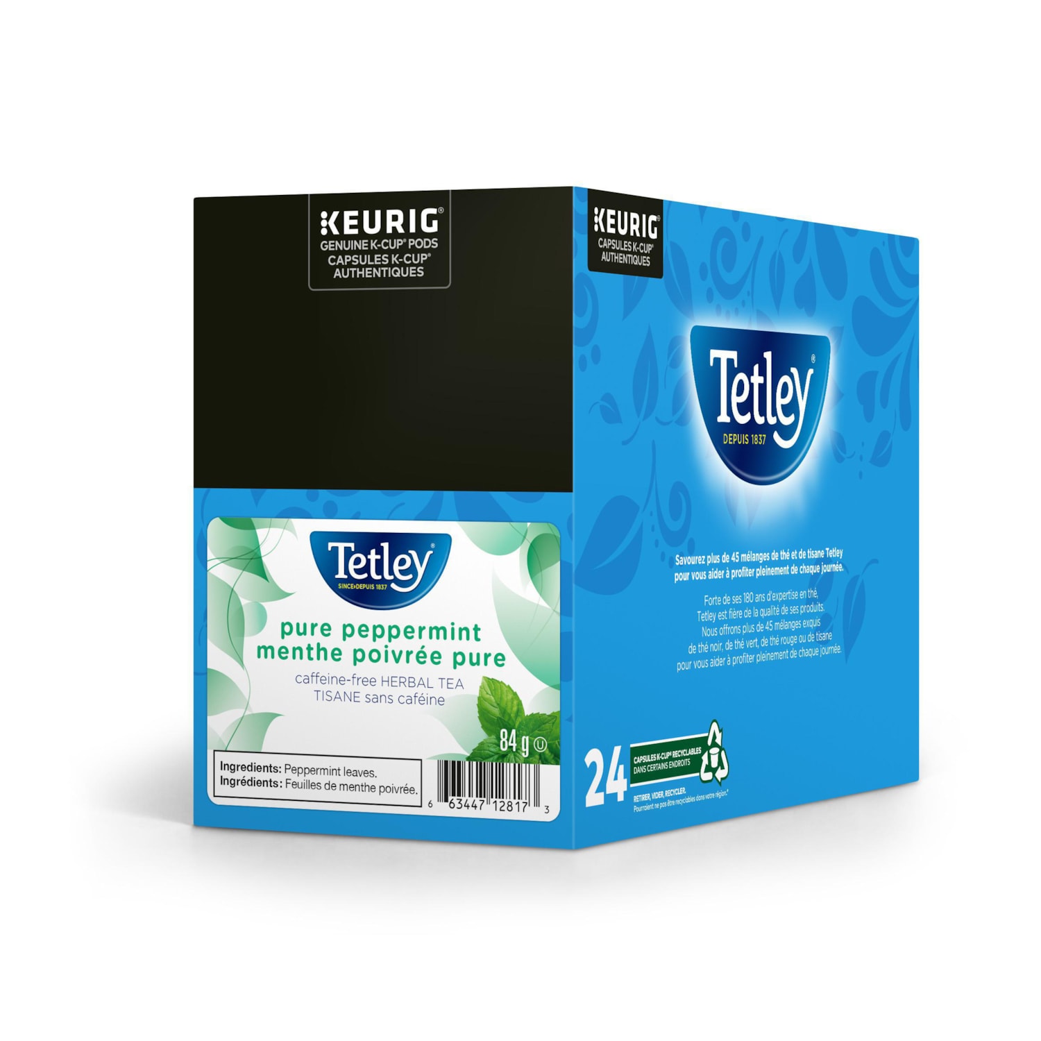 Tetley Tea SingleServe KCup Pods, Pure Peppermint Herbal Tea, Box of