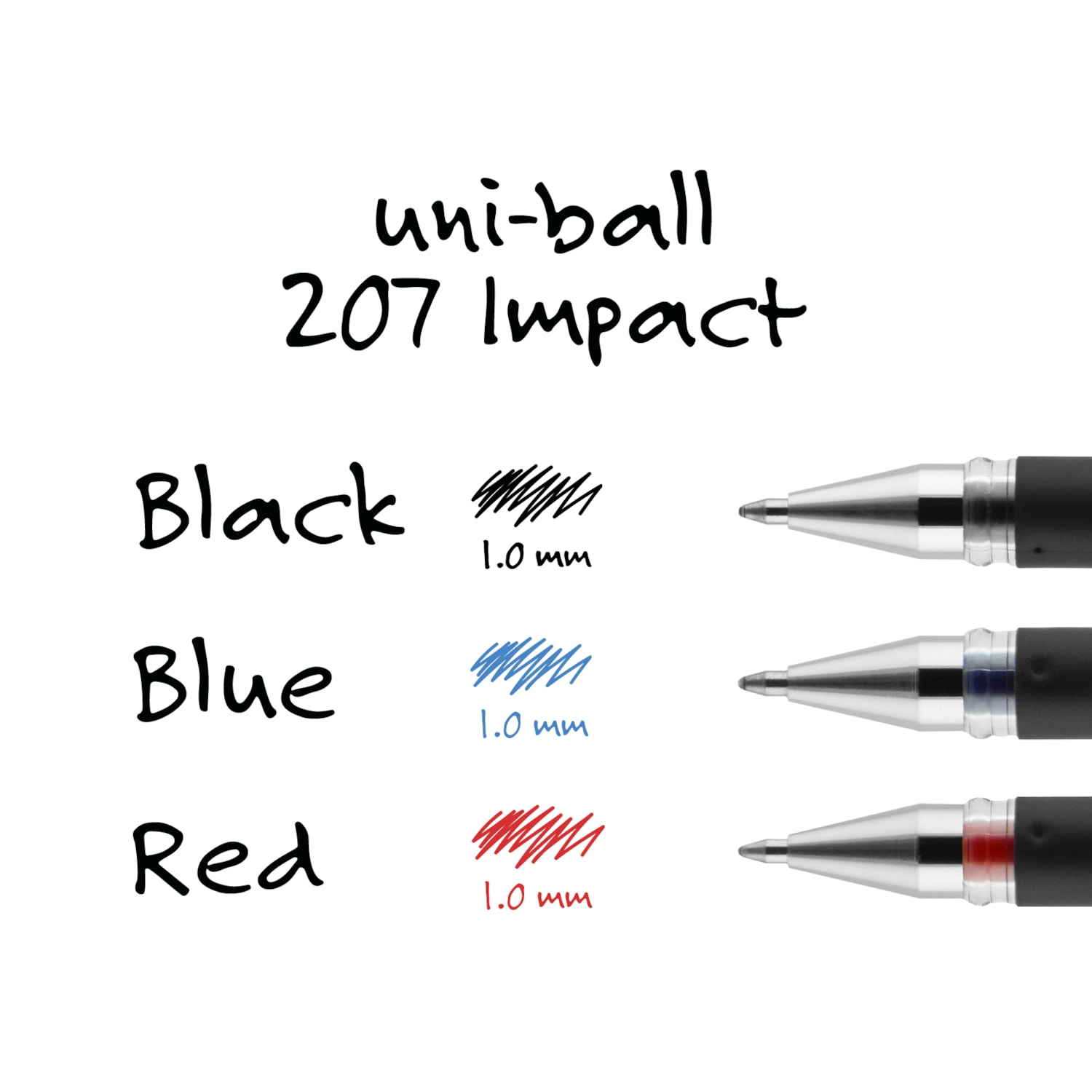 207 Impact Retractable Gel Rollerball Pen – Schwarz, 1.0 Mm Spitze, Wasserfest & Säurefrei