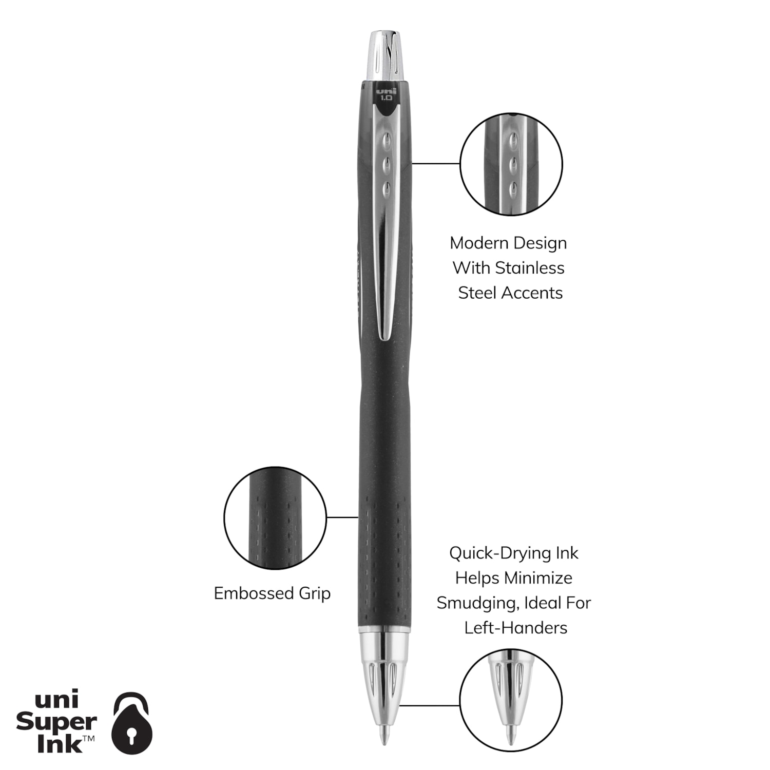 Uniball Jetstream RT Ballpoint Pens, Black, Medium 1.0 mm Grand & Toy