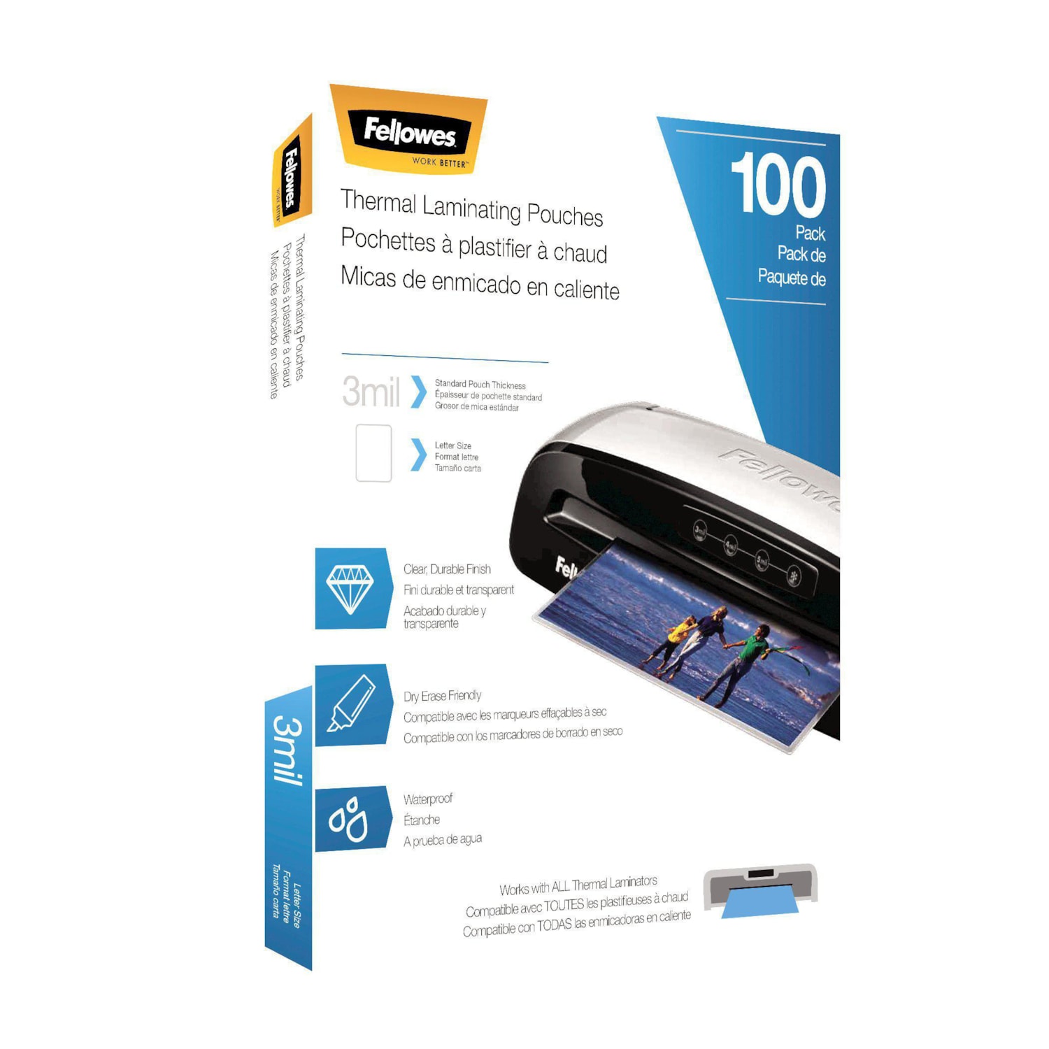 Fellowes LetterSize Thermal Laminating Pouches, 3 mil, Pack of 100