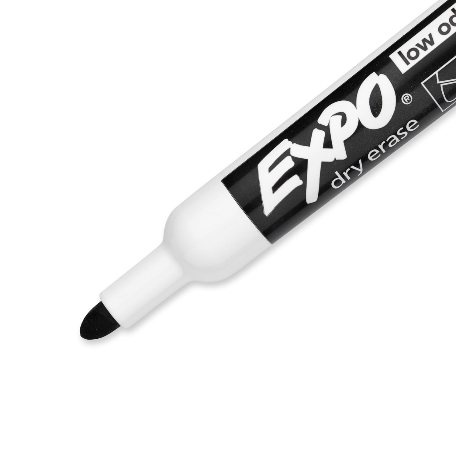 Expo LowOdour DryErase Markers, Black, Bullet Tip, Pack of 12 Grand