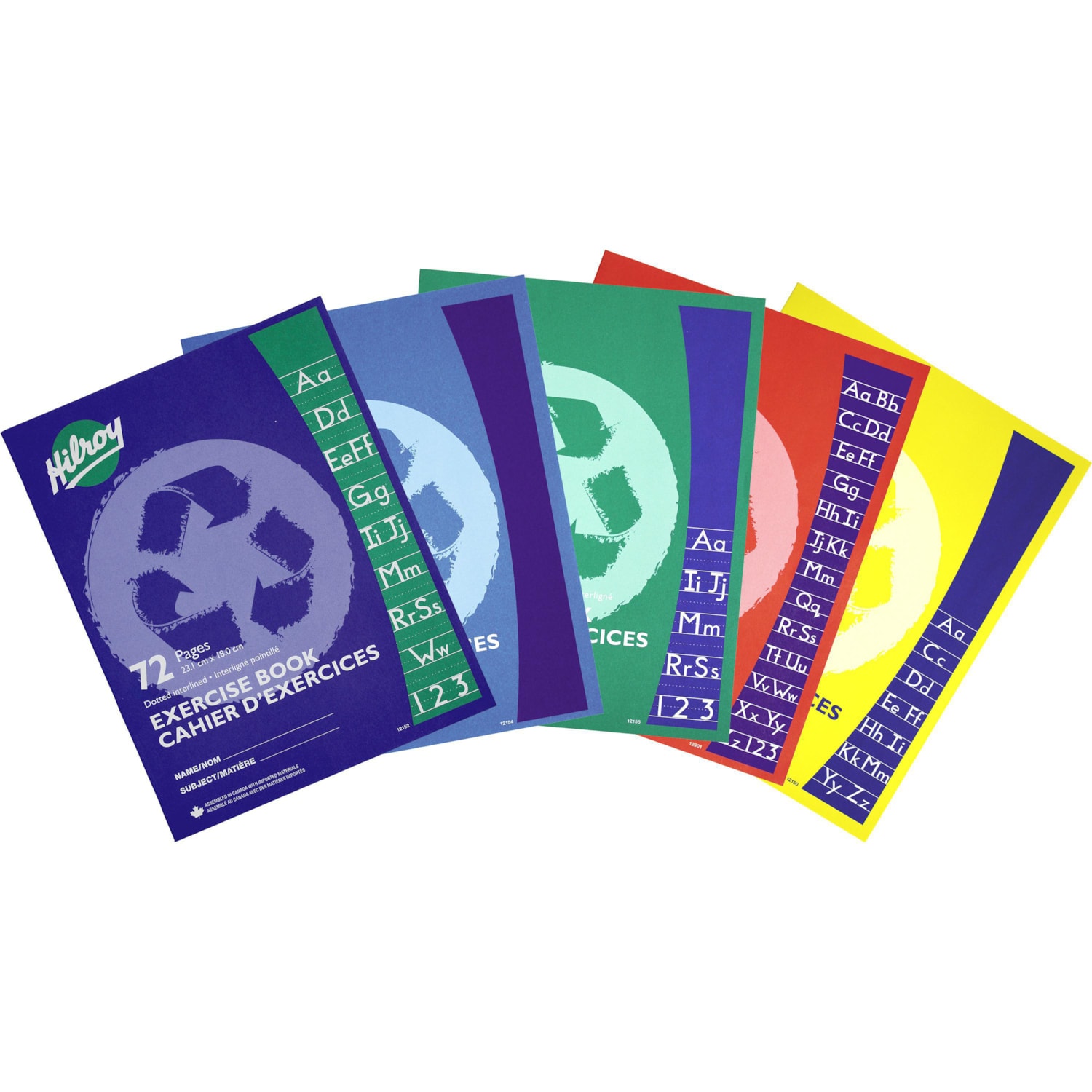 Hilroy Recycled 1/2 Ruled and 1/2 Plain Exercise Book, Yellow, 72 Pages