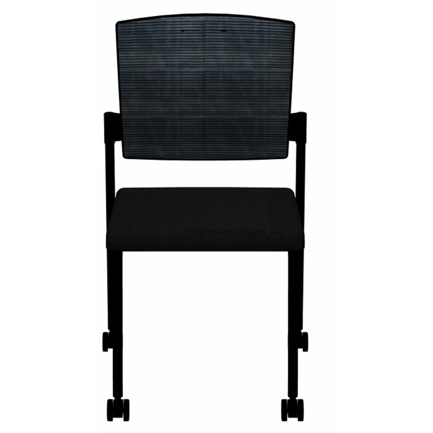 HDL Dune Stackable Armless Guest Chair with Casters, Black Fabric