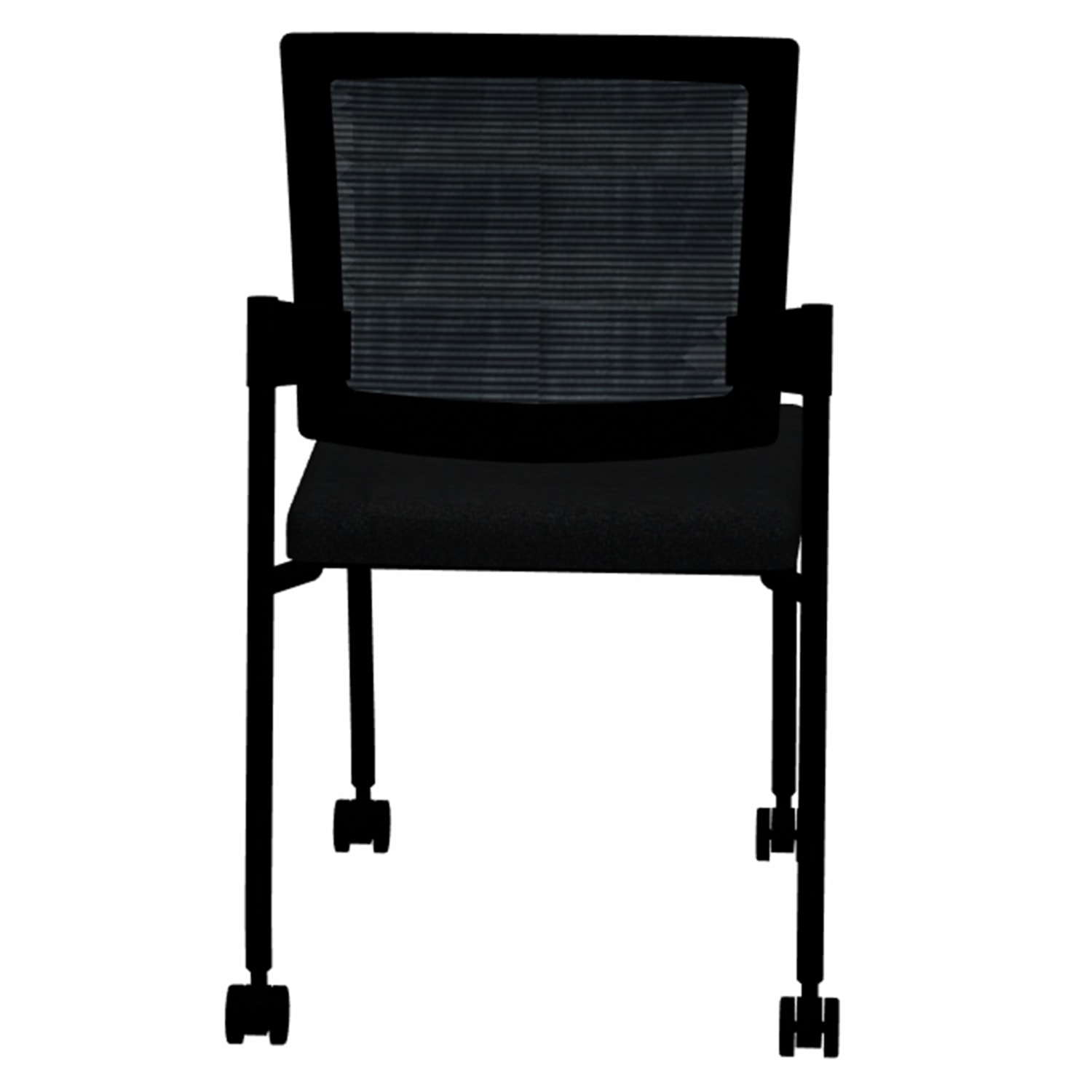 HDL Dune Stackable Armless Guest Chair with Casters, Black Fabric