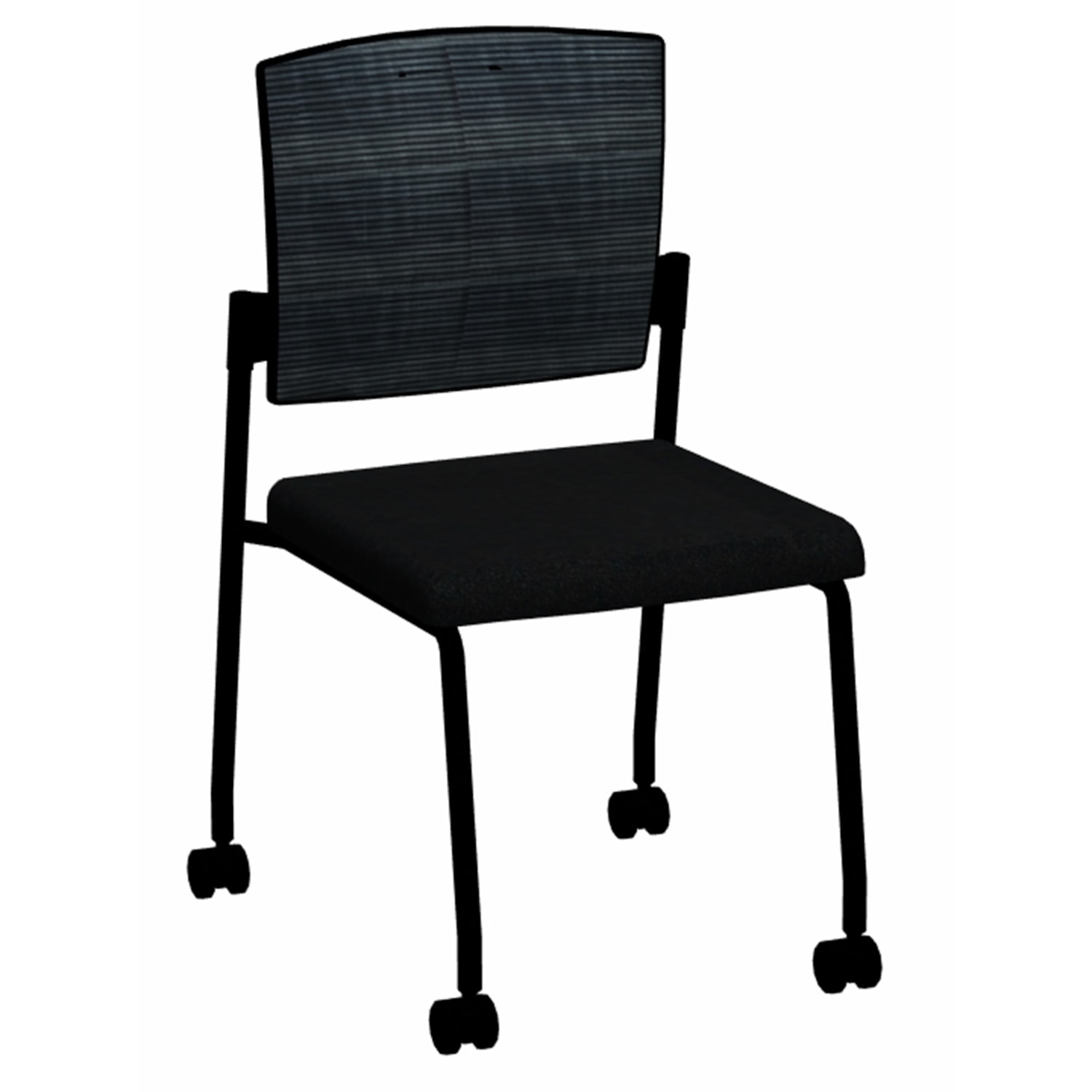 HDL Dune Stackable Armless Guest Chair with Casters, Black Fabric Grand & Toy