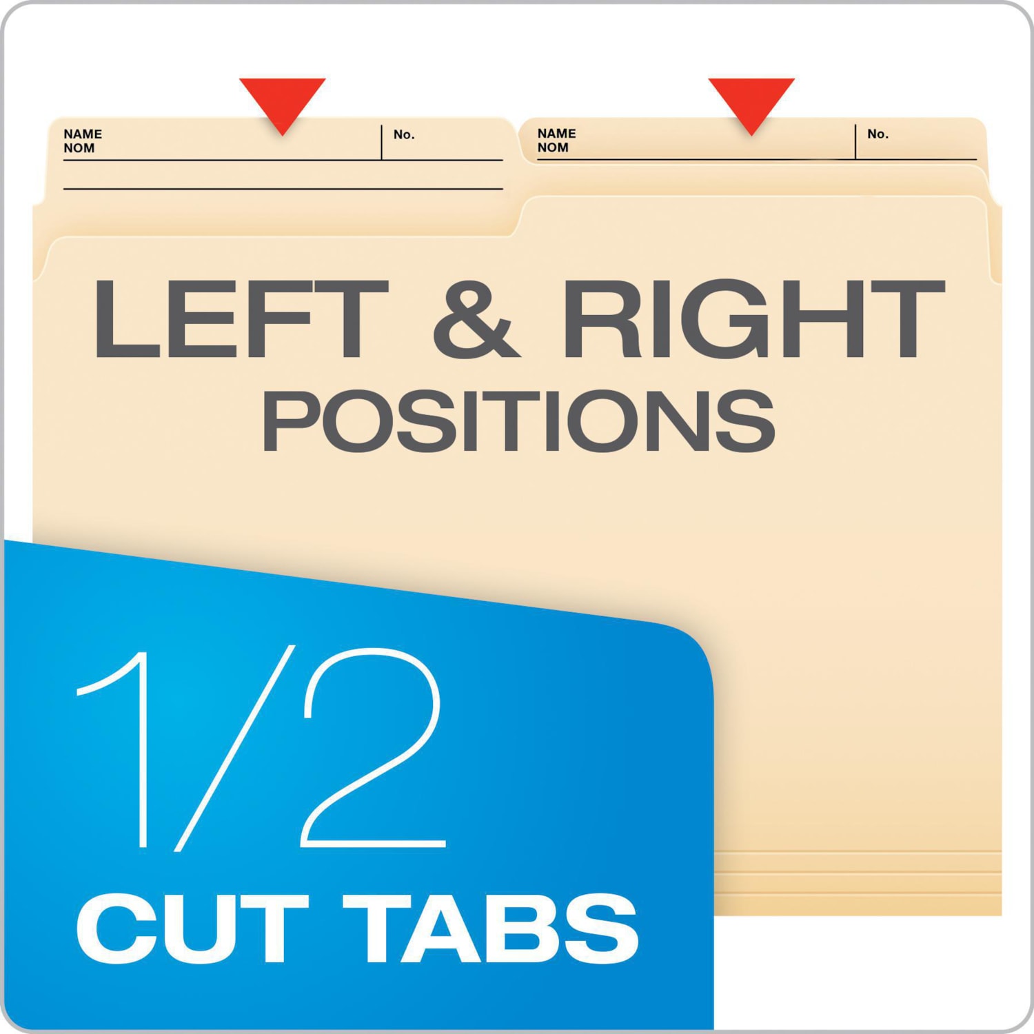 Pendaflex, File Folder 1/2 Cut Tab, 91/2 pt, Letter, Manila Grand