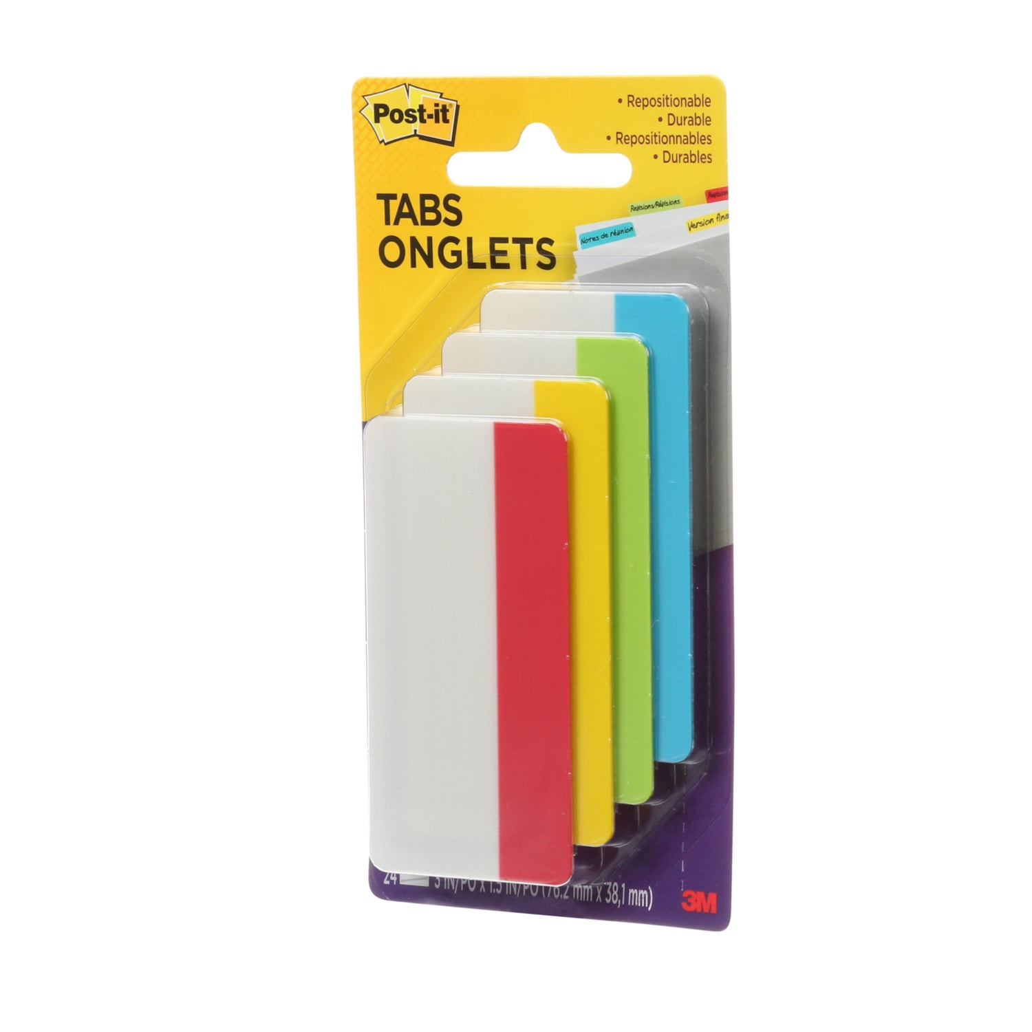 Postit Durable Filing Tabs, Assorted Primary Colours, 2" x 11/2