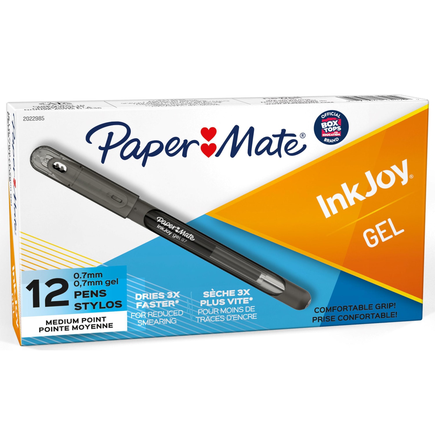 Paper Mate InkJoy Gel Stick Pens, Black, Medium 0.7 mm, Pack of 12